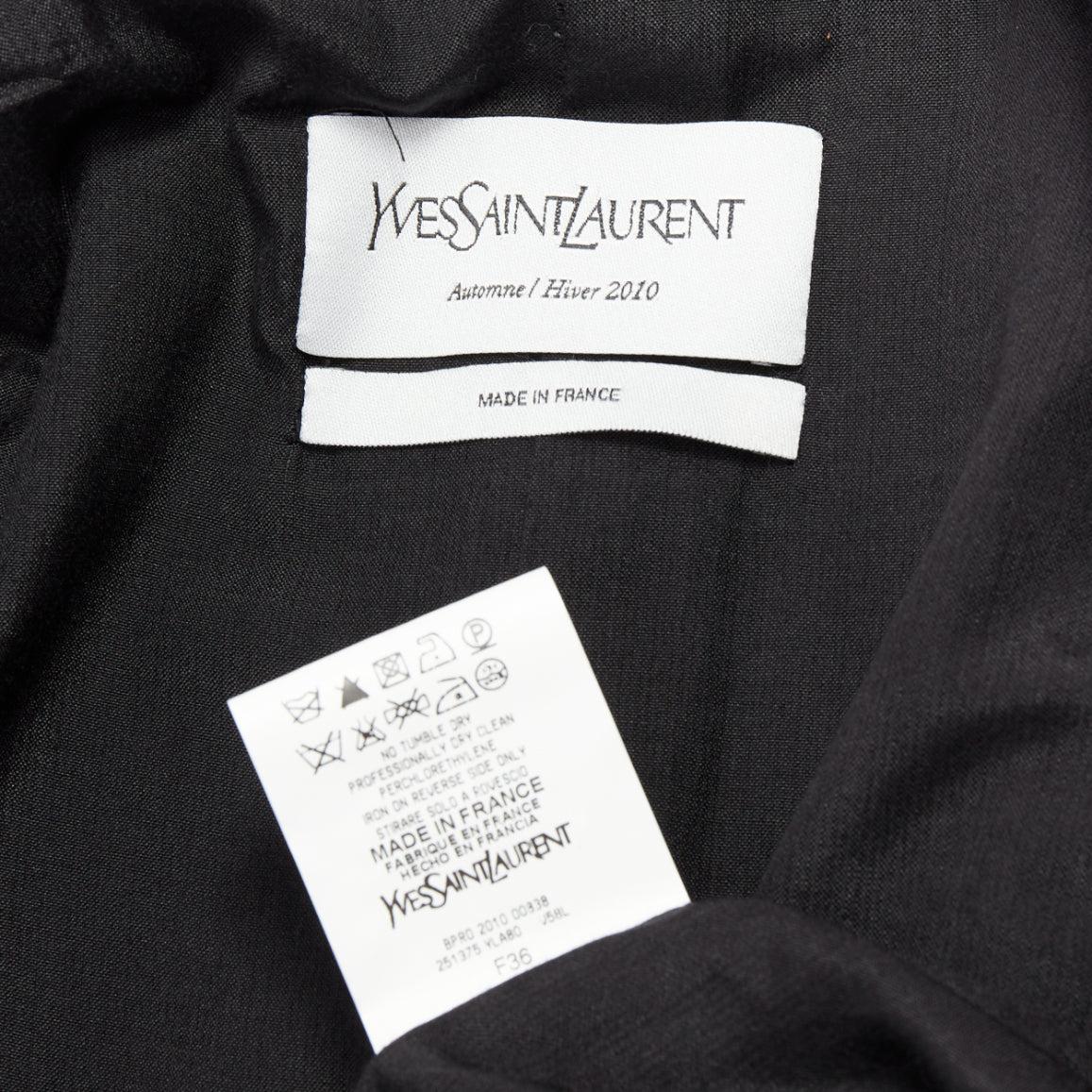 YVES SAINT LAURENT 2010 black wool blend deconstructed blazer FR36 S For Sale 5