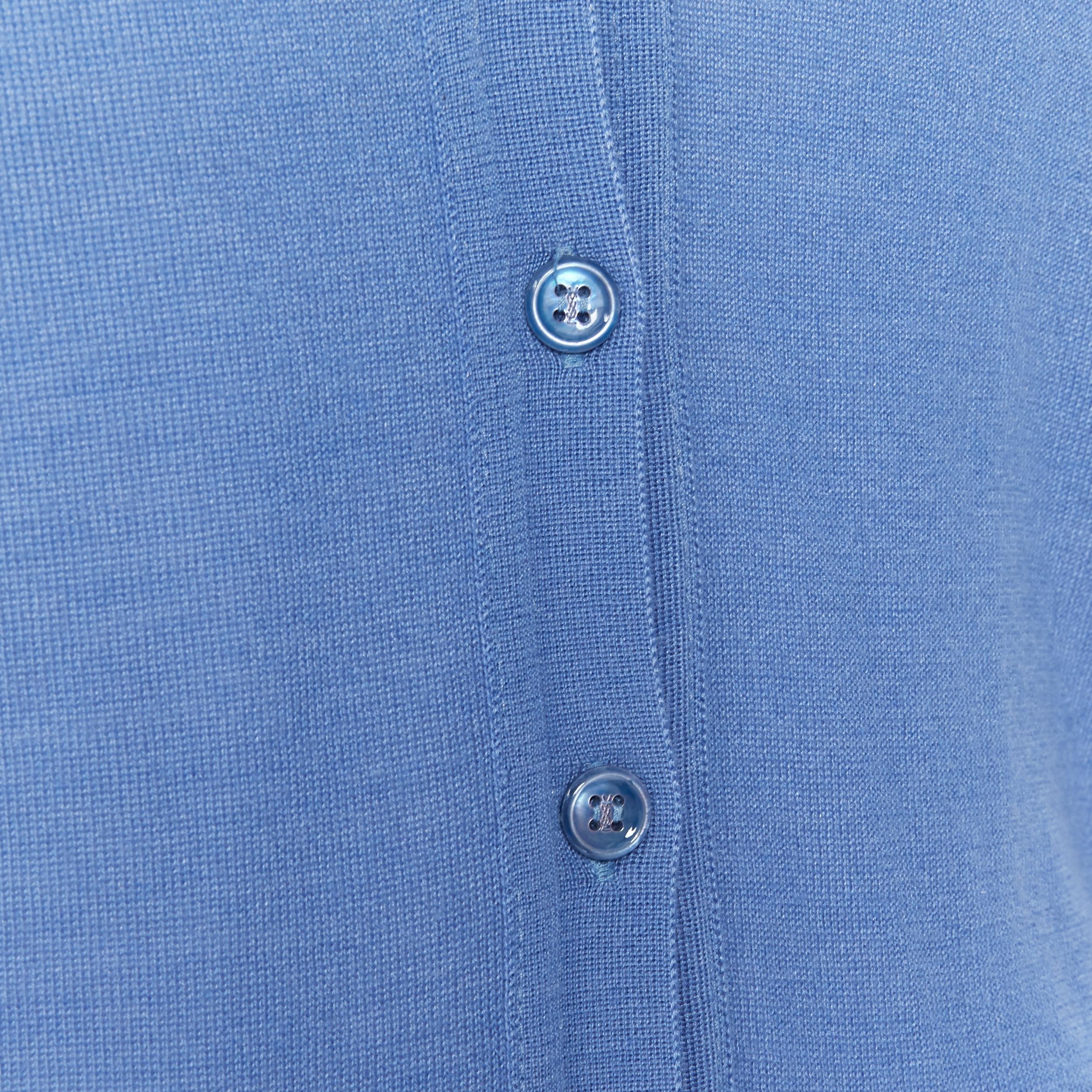 YVES SAINT LAURENT 2010 cashmere silk blue pocket logo knit V-neck cardigan XS 4