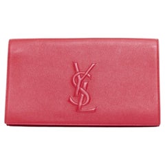 YVES SAINT LAURENT 2011 Belle de Jour raised logo red leather envelope clutch