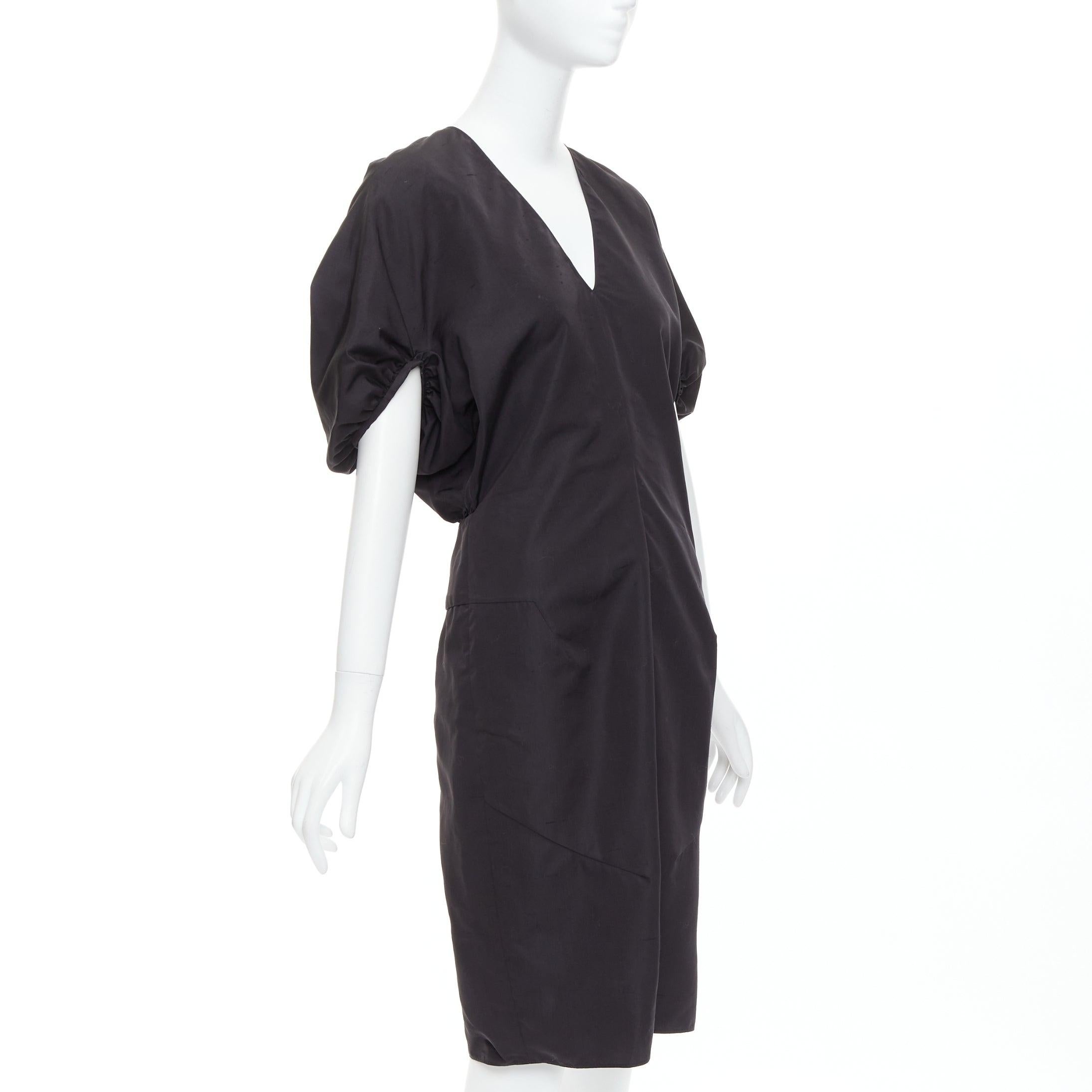 Black YVES SAINT LAURENT 2011 black cotton silk rounded puff cocktail dress FR40 L For Sale