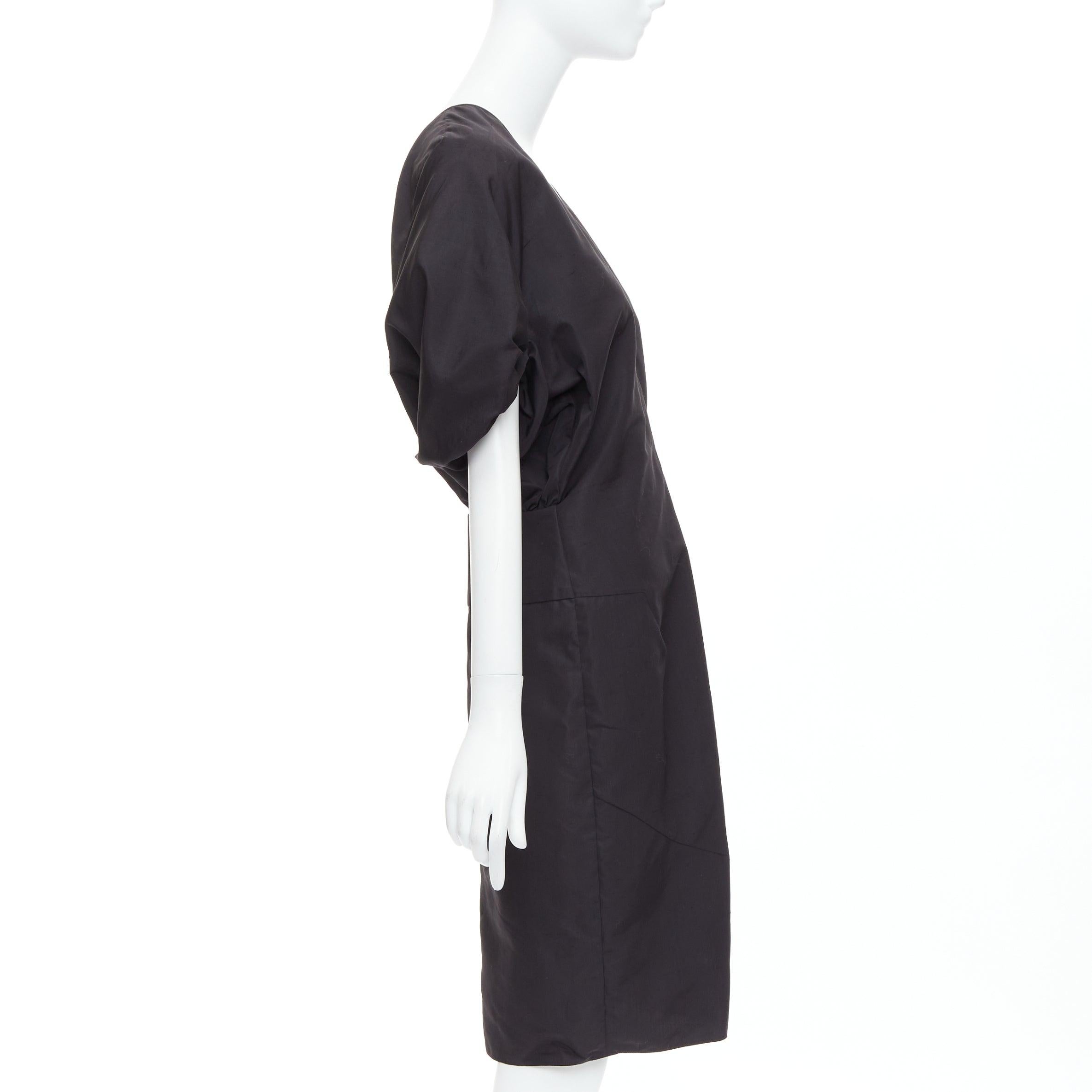 Women's YVES SAINT LAURENT 2011 black cotton silk rounded puff cocktail dress FR40 L For Sale