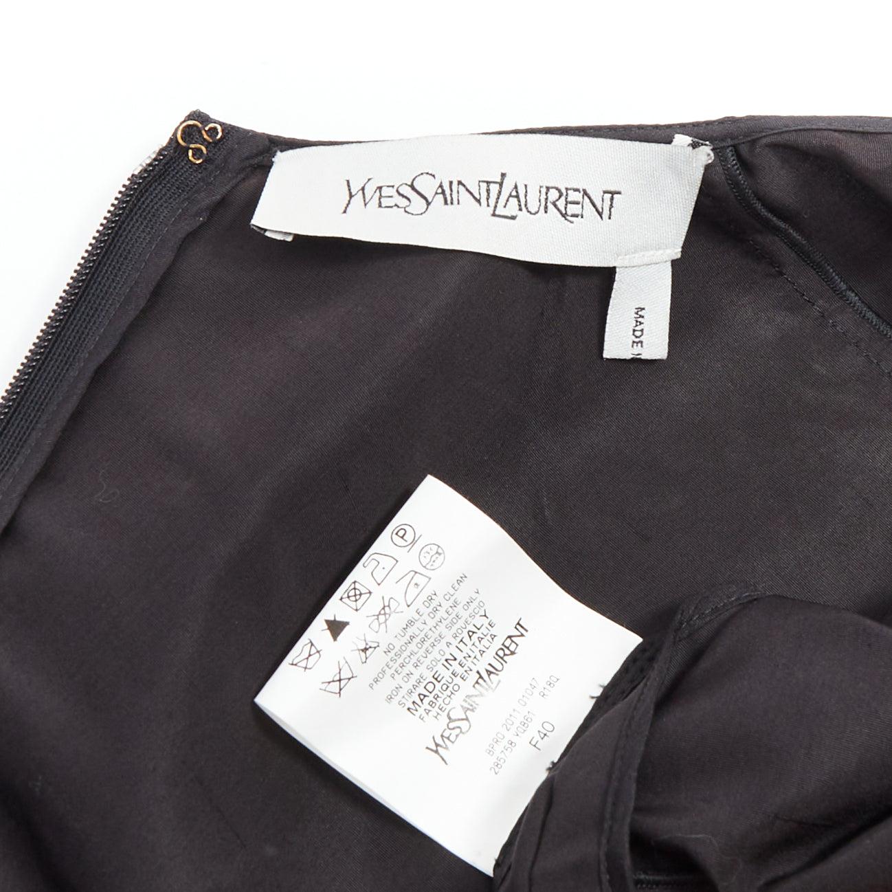 YVES SAINT LAURENT 2011 black cotton silk rounded puff cocktail dress FR40 L For Sale 4