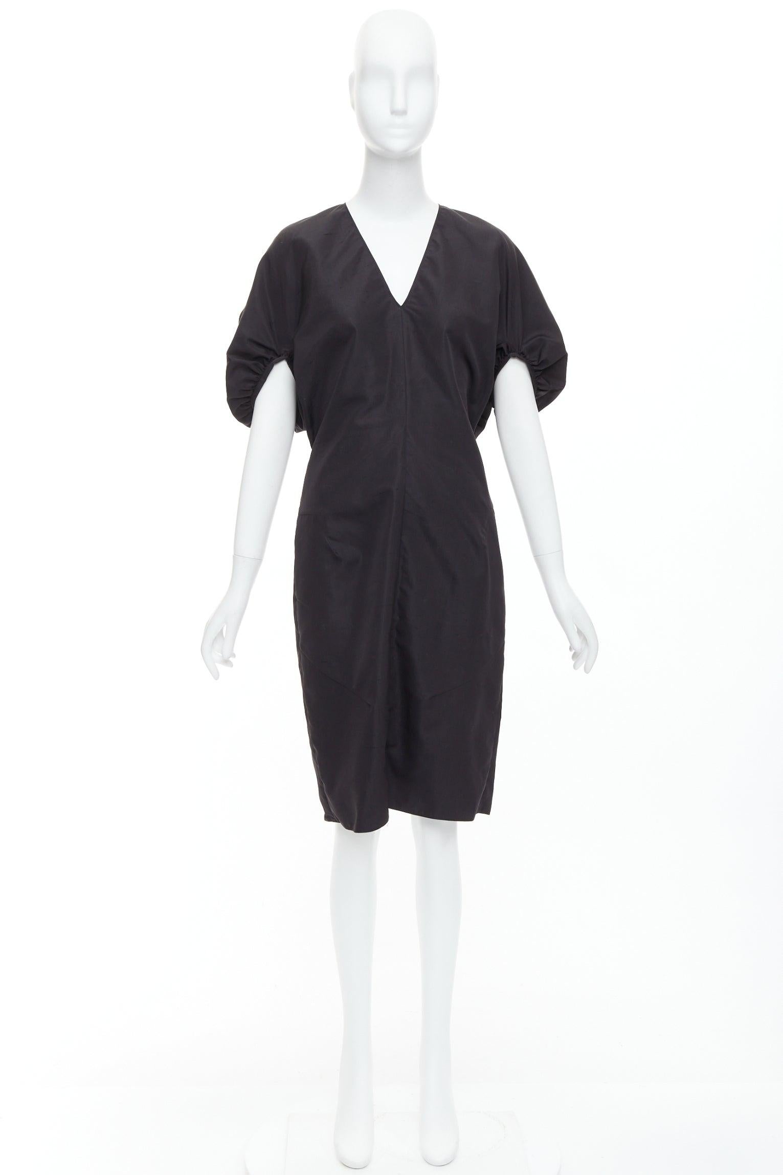 YVES SAINT LAURENT 2011 black cotton silk rounded puff cocktail dress FR40 L For Sale 5