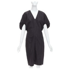YVES SAINT LAURENT 2011 black cotton silk rounded puff cocktail dress FR40 L