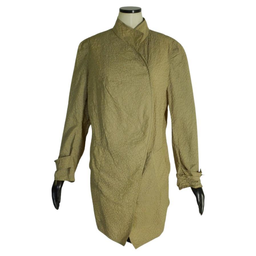 Documented Fall 1978 Yves Saint Laurent Slouchy Olive Corduroy 'Trench' Coat w Leather Trim