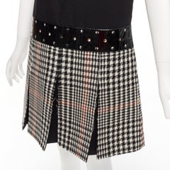 YVES SAINT LAURENT 2011 Runway wool black houndstooth fit flare dress FR36 S