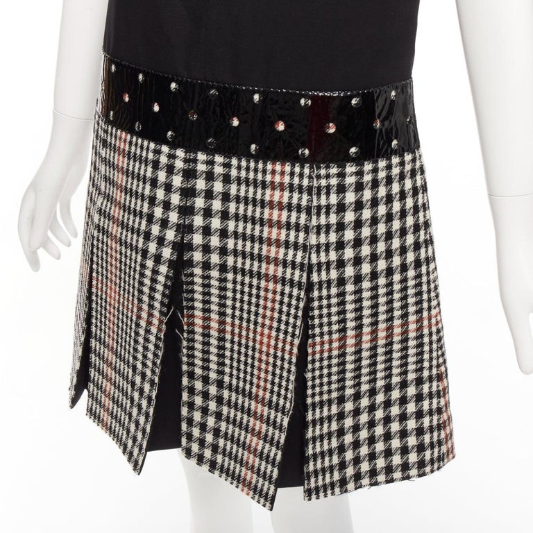 YVES SAINT LAURENT 2011 Runway wool black houndstooth fit flare dress FR36  S at 1stDibs