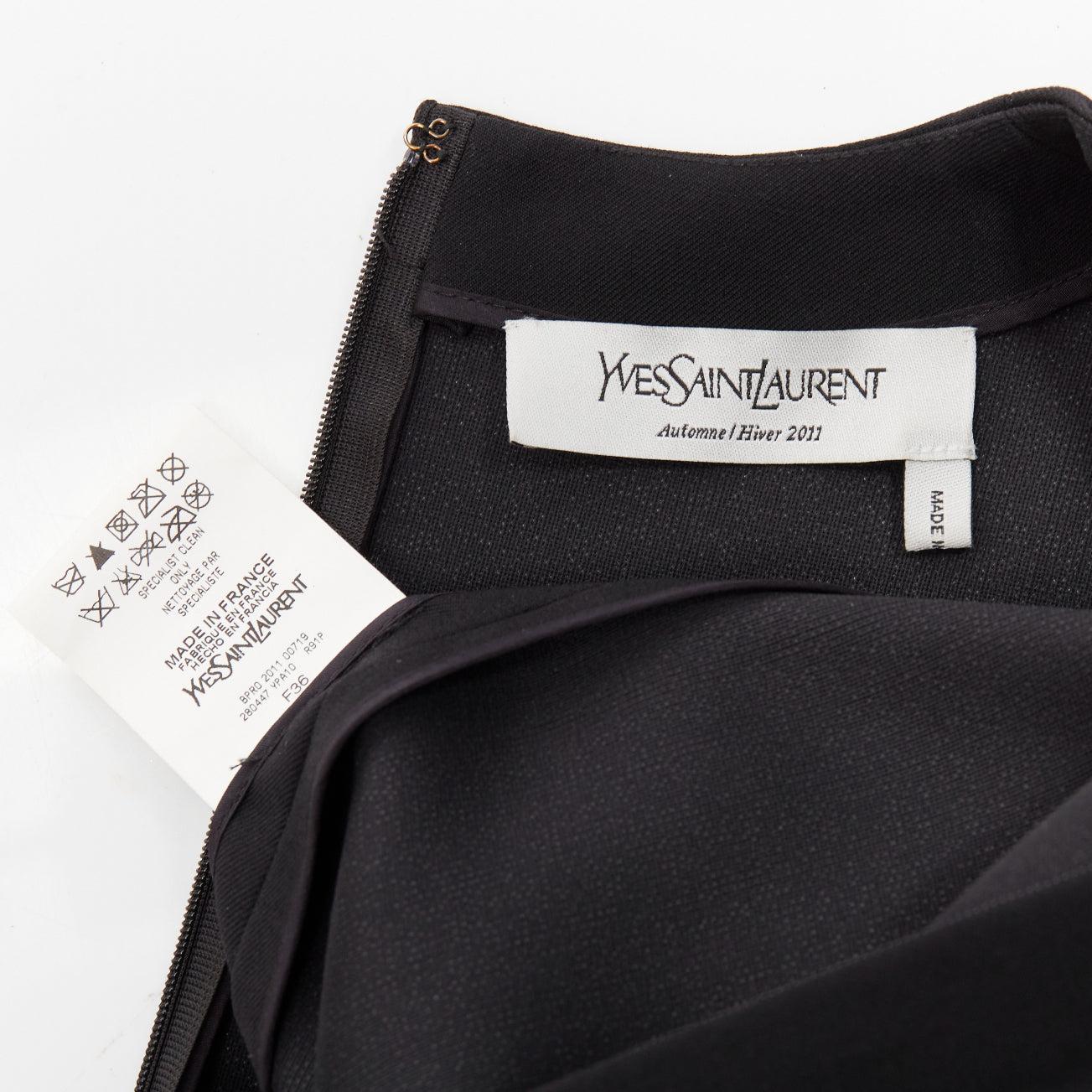 YVES SAINT LAURENT 2011 Pasarela lana negra pata de gallo vestido acampanado FR36 S en venta 4