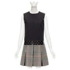 Yves Saint Laurent 2011 Abito in lana nero pied-de-poule con vestibilità flare FR36 S