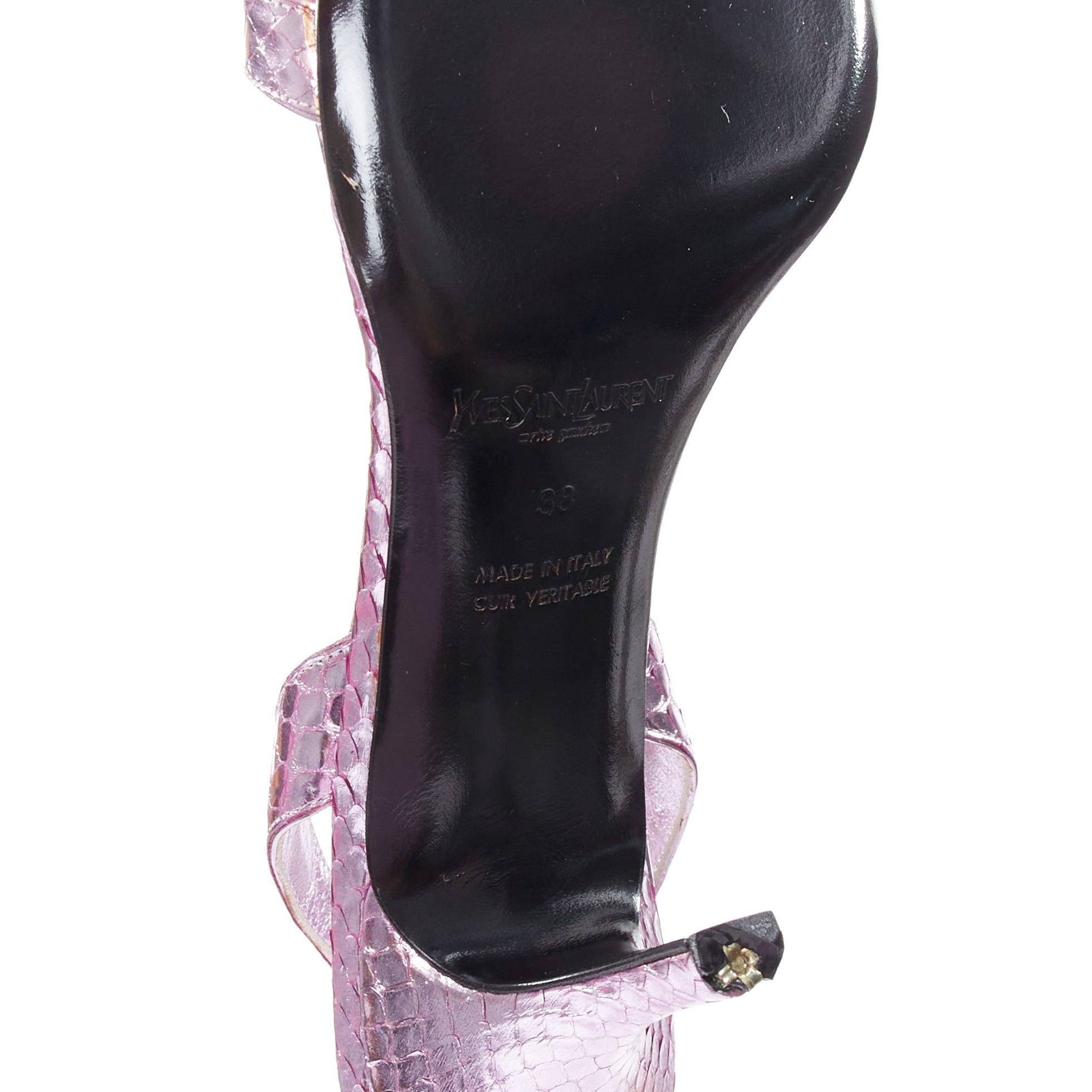 YVES SAINT LAURENT 2011 Tom Ford pink metallic leather slingback heels EU38 For Sale 6