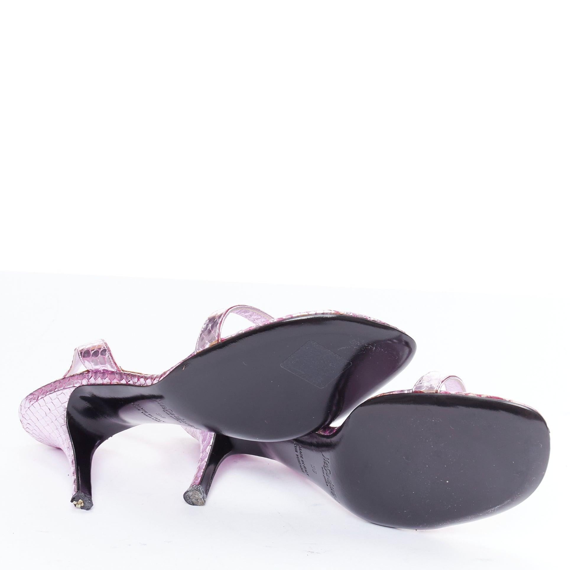 YVES SAINT LAURENT 2011 Tom Ford pink metallic leather slingback heels EU38 For Sale 7