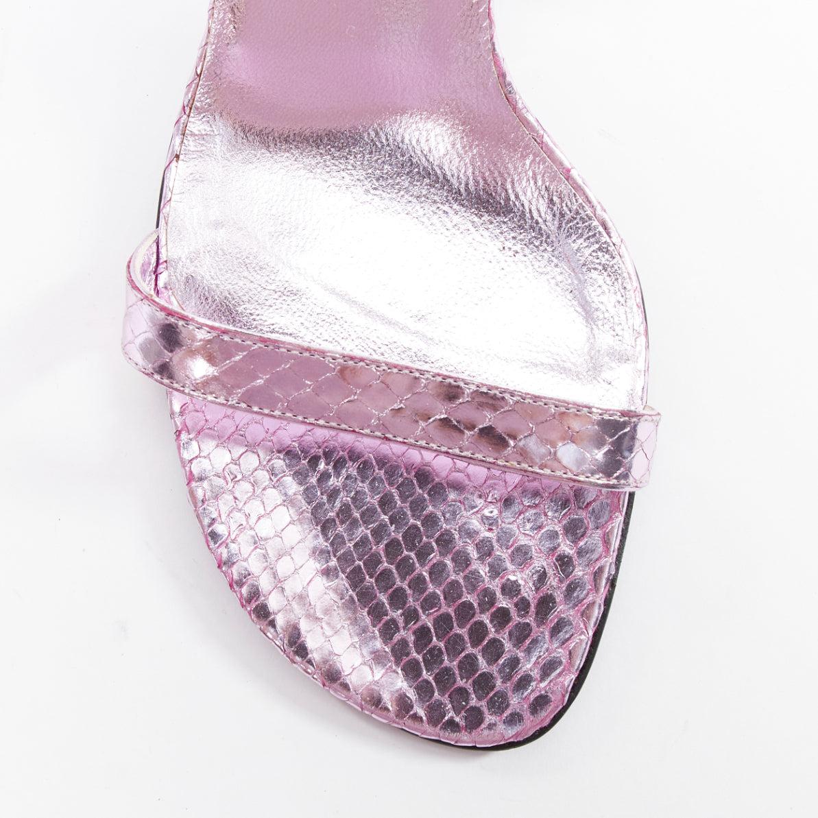 YVES SAINT LAURENT 2011 Tom Ford pink metallic leather slingback heels EU38 For Sale 2