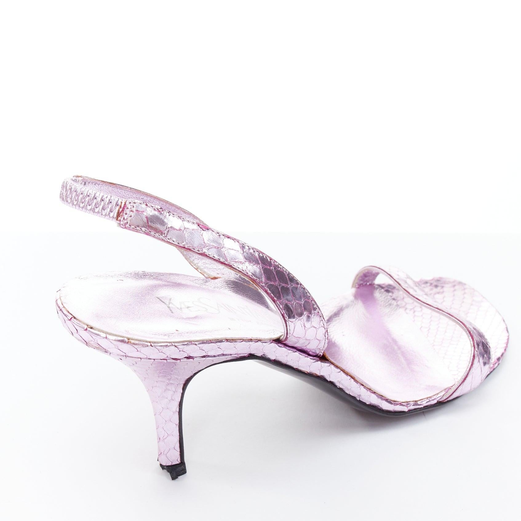 YVES SAINT LAURENT 2011 Tom Ford pink metallic leather slingback heels EU38 For Sale 4