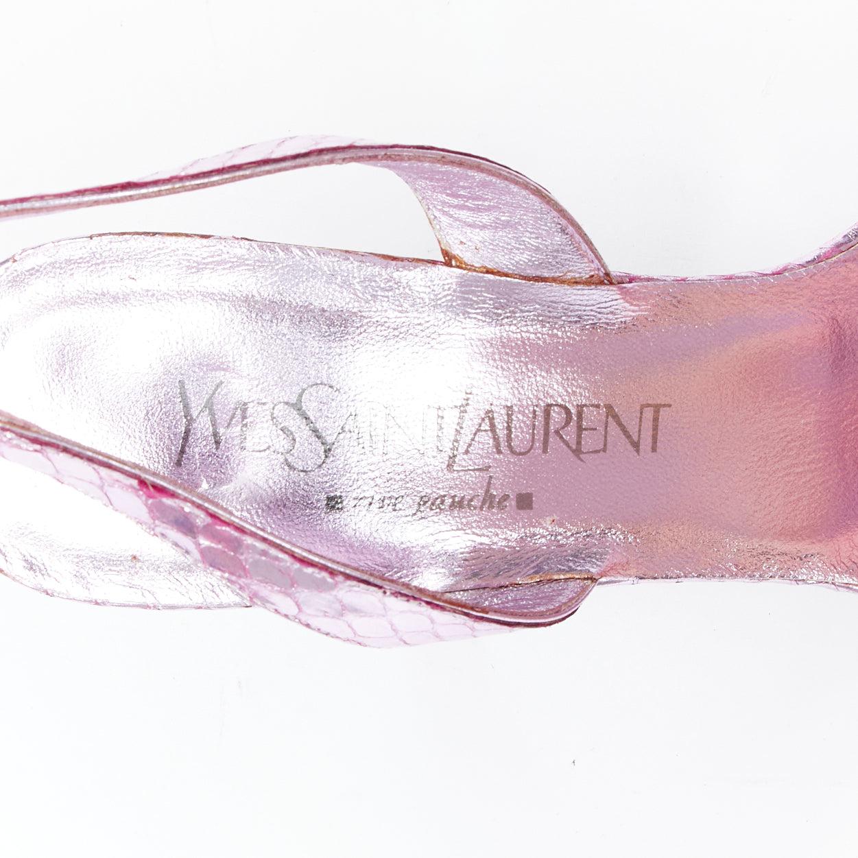 YVES SAINT LAURENT 2011 Tom Ford pink metallic leather slingback heels EU38 For Sale 5