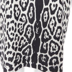 YVES SAINT LAURENT 2012 Vestido casual 100% seda negro blanco con manchas de leopardo FR38