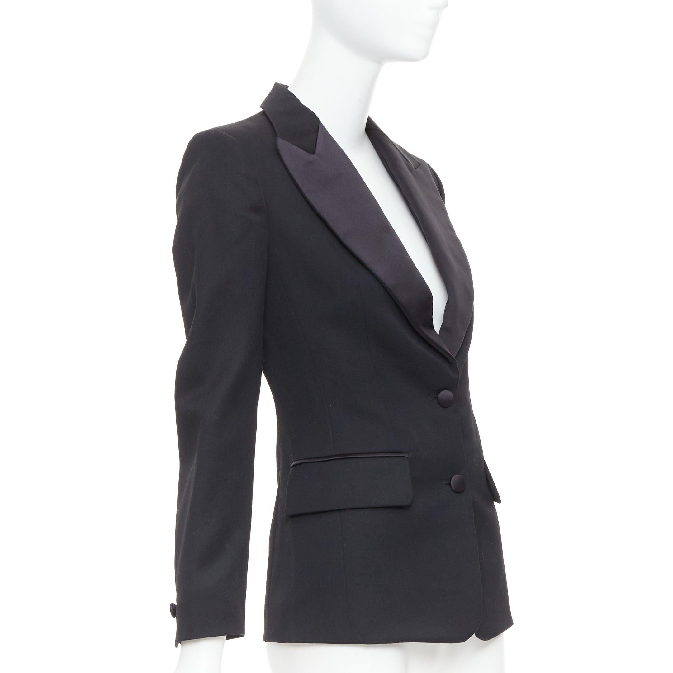 YVES SAINT LAURENT 2012 EDITION SOIR 100% wool Le Smoking tuxedo jacket FR34 XS Negro en venta