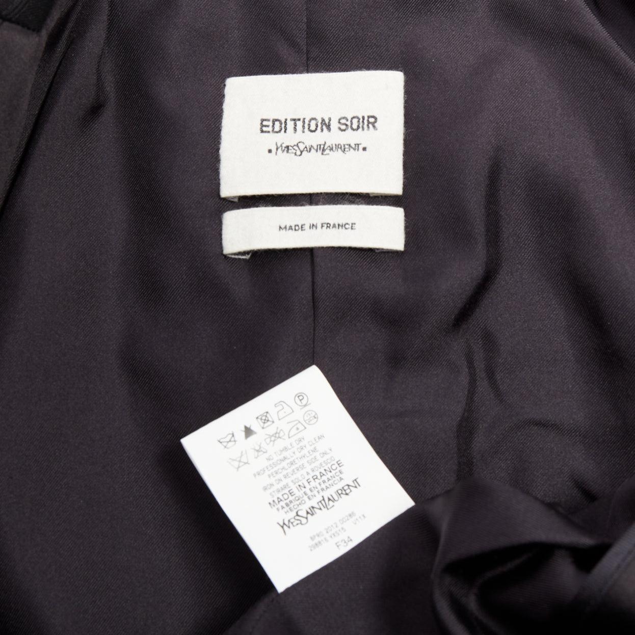YVES SAINT LAURENT 2012 EDITION SOIR 100% wool Le Smoking tuxedo jacket FR34 XS en venta 4