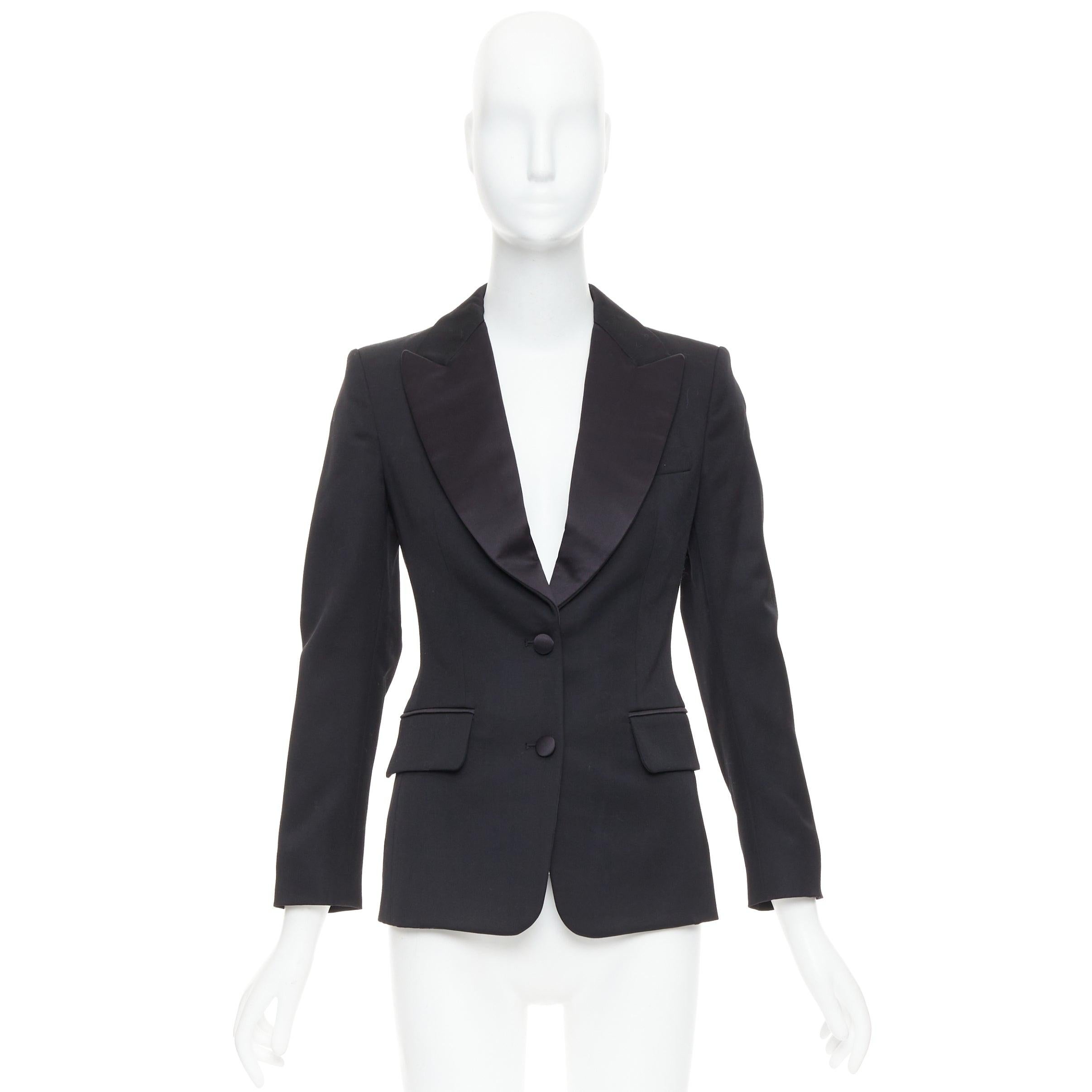 YVES SAINT LAURENT 2012 EDITION SOIR 100% wool Le Smoking tuxedo jacket FR34 XS en venta 5