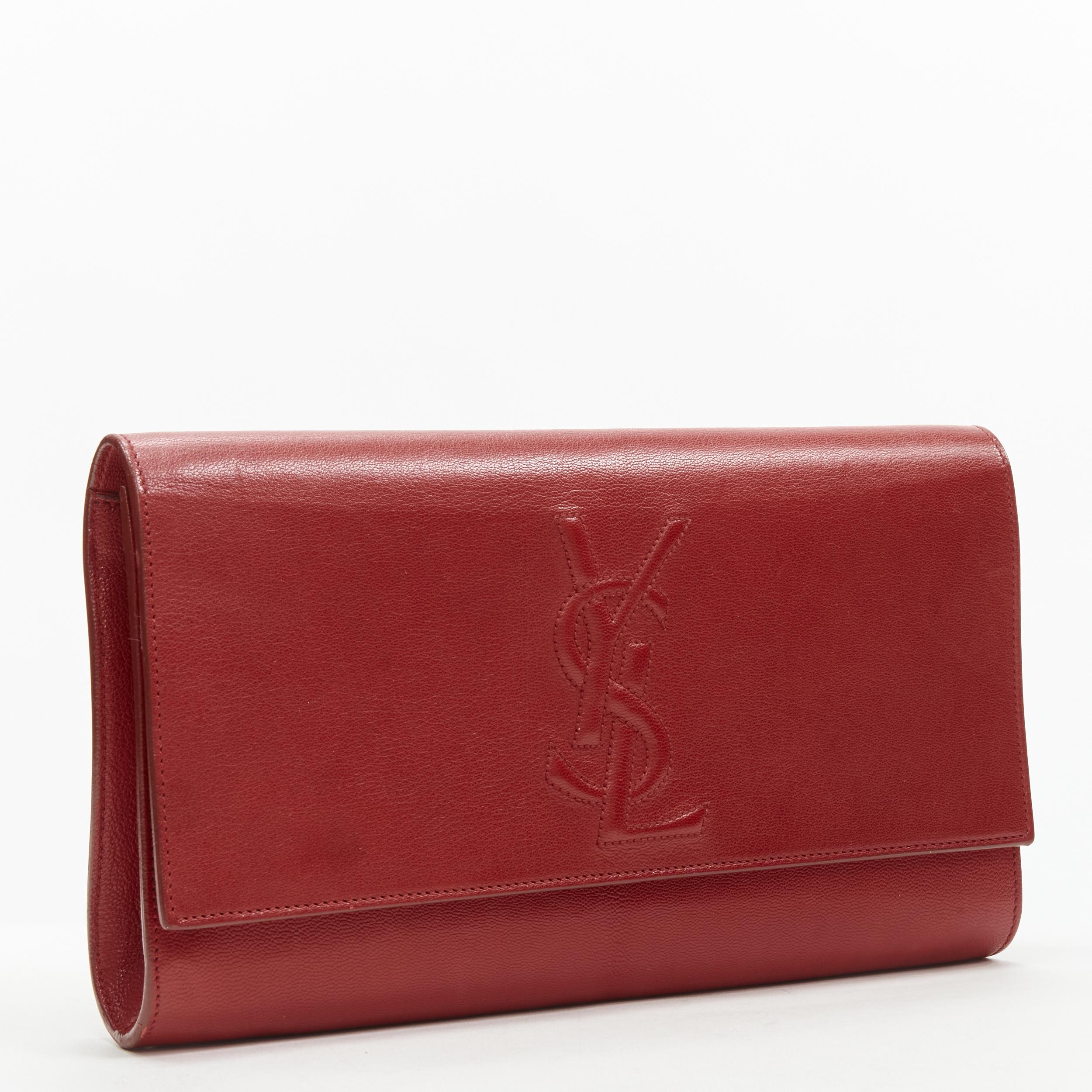 Women's YVES SAINT LAURENT 2012 Sac De Jour red leather flap large envelop clutch bag