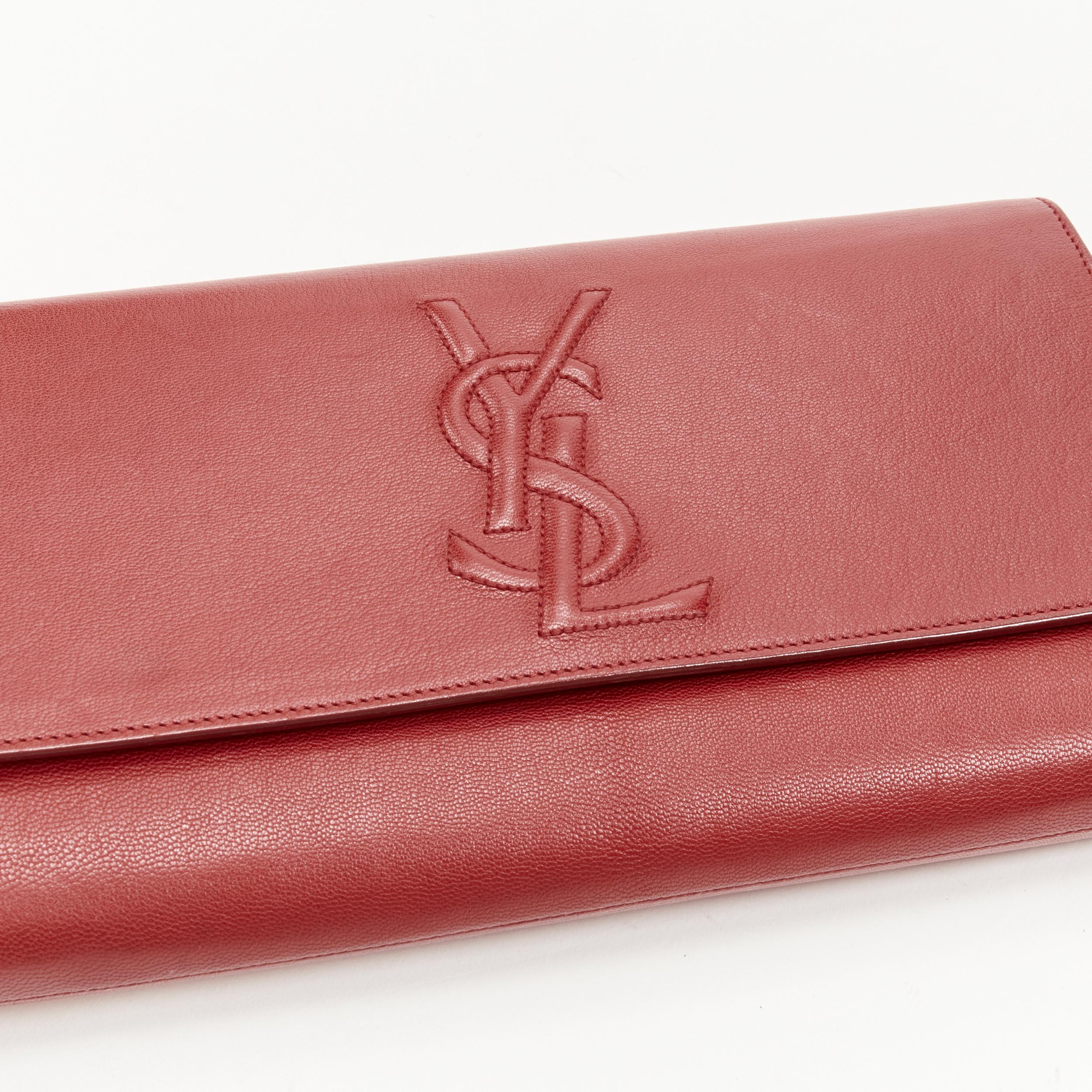 YVES SAINT LAURENT 2012 Sac De Jour red leather flap large envelop clutch bag 3