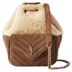 Yves Saint Laurent 2023 Sac Seau Mini Joe Shearling and Suede Bucket Bag New