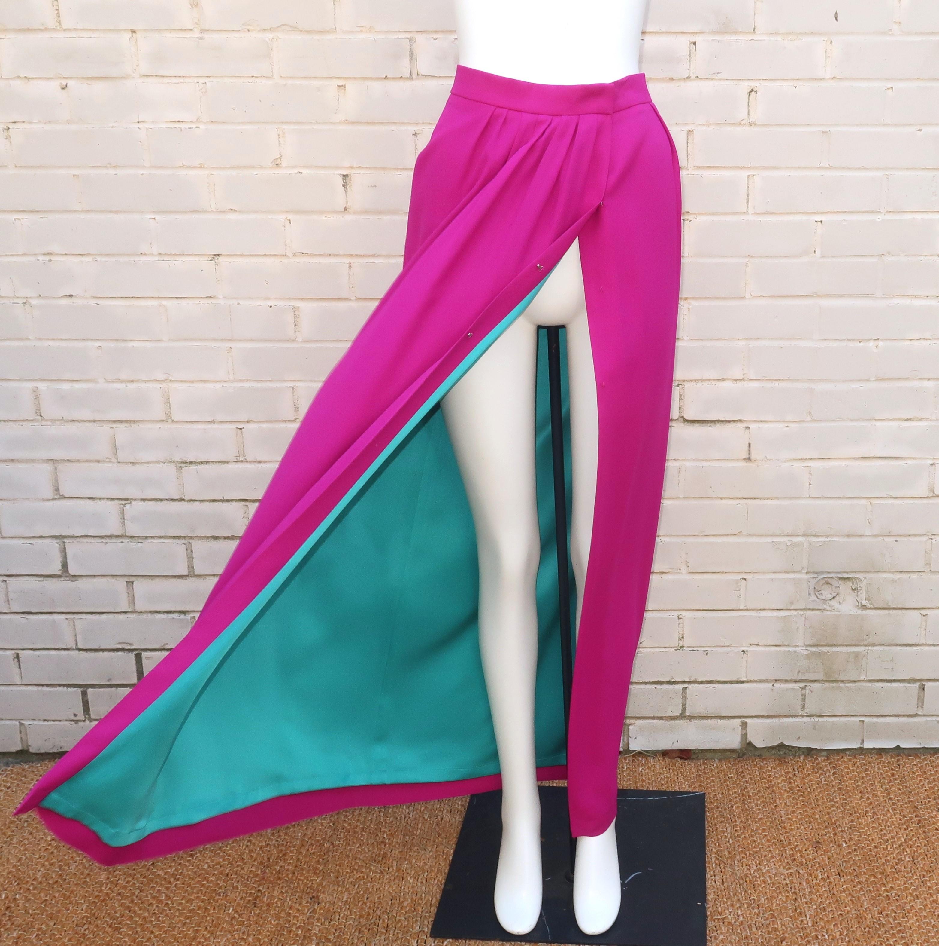 YVES SAINT LAURENT 3 Piece Dress Ensemble With Draped Cummerbund, C.1990 6