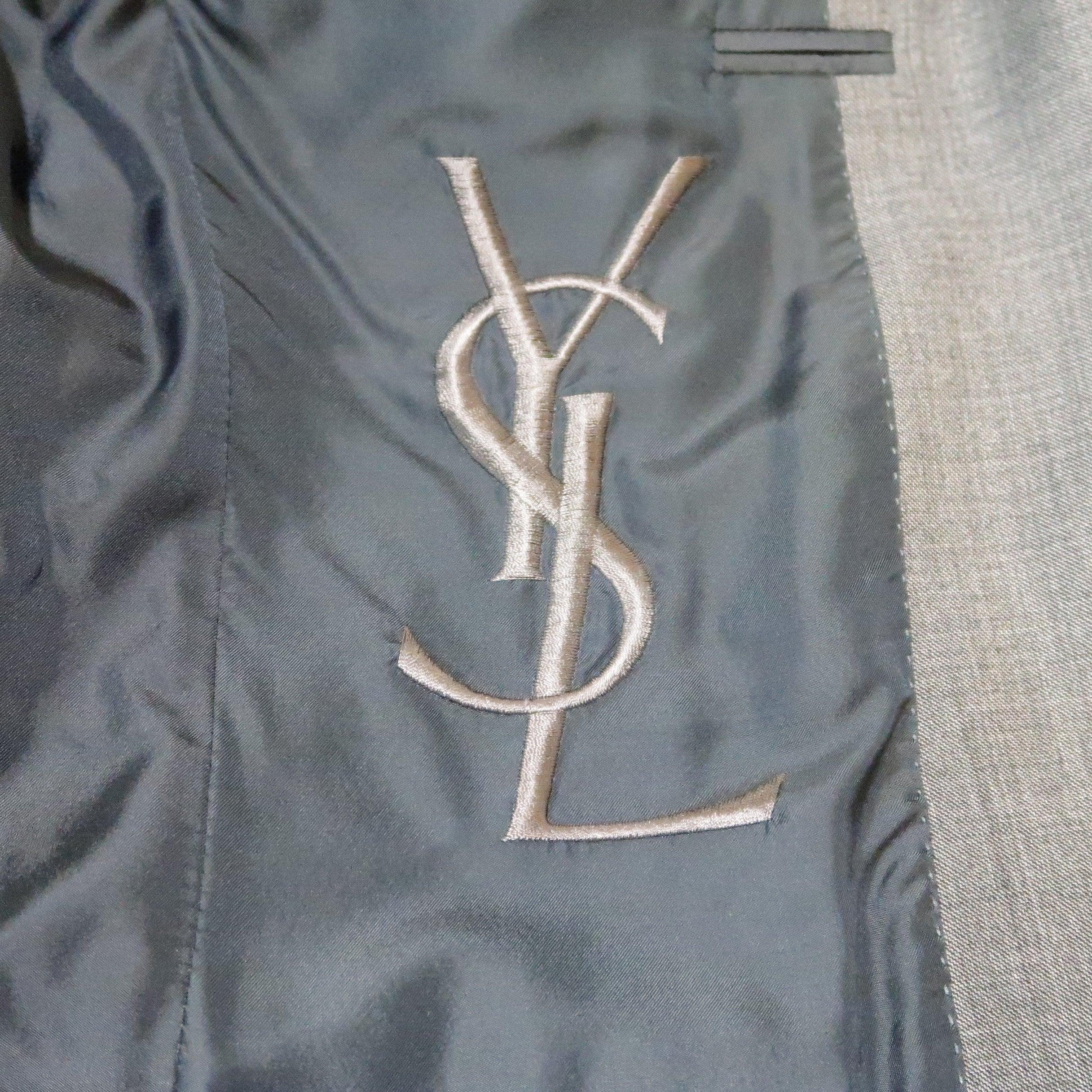 YVES SAINT LAURENT 38 Gray Wool Sport Coat For Sale 4