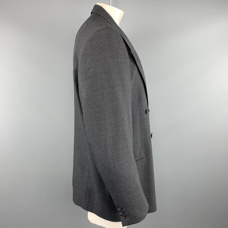 YVES SAINT LAURENT 46 Regular Dark Gray Textured Wool Peak Lapel Sport ...