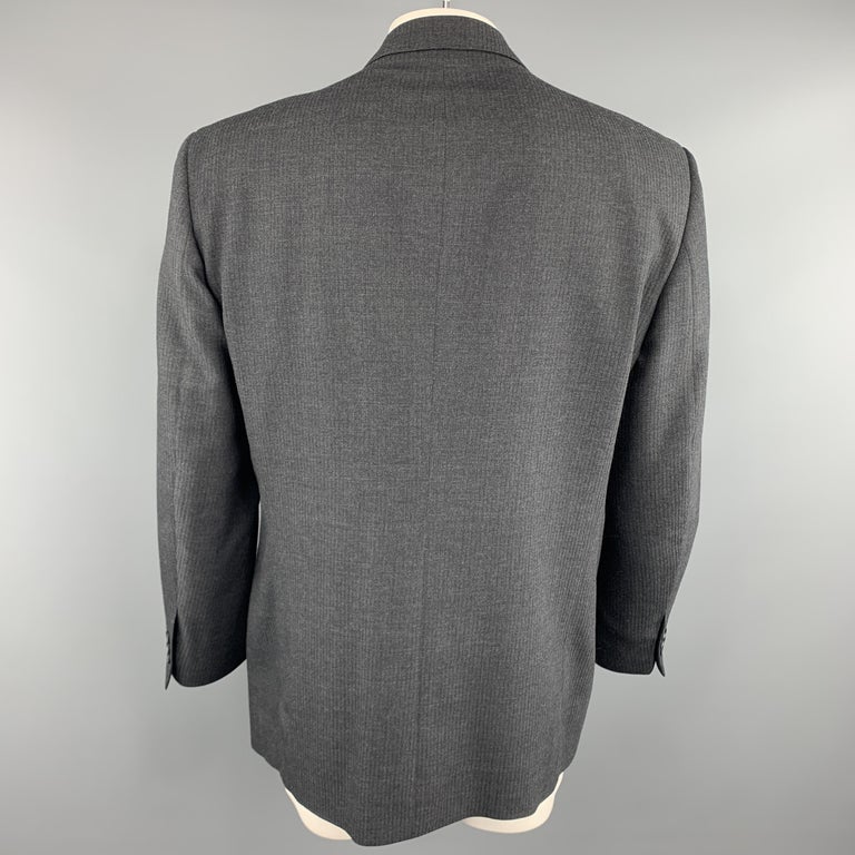 YVES SAINT LAURENT 46 Regular Dark Gray Textured Wool Peak Lapel Sport ...
