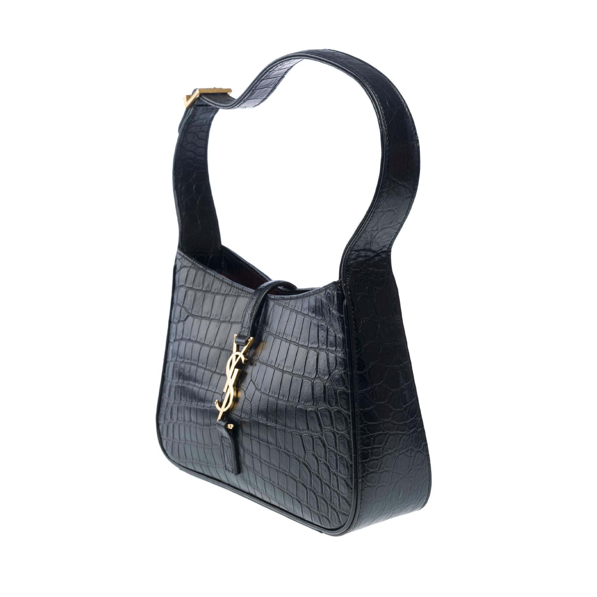 Yves Saint-Laurent 5 à 7 hobo bag in black calf leather, GHW 1