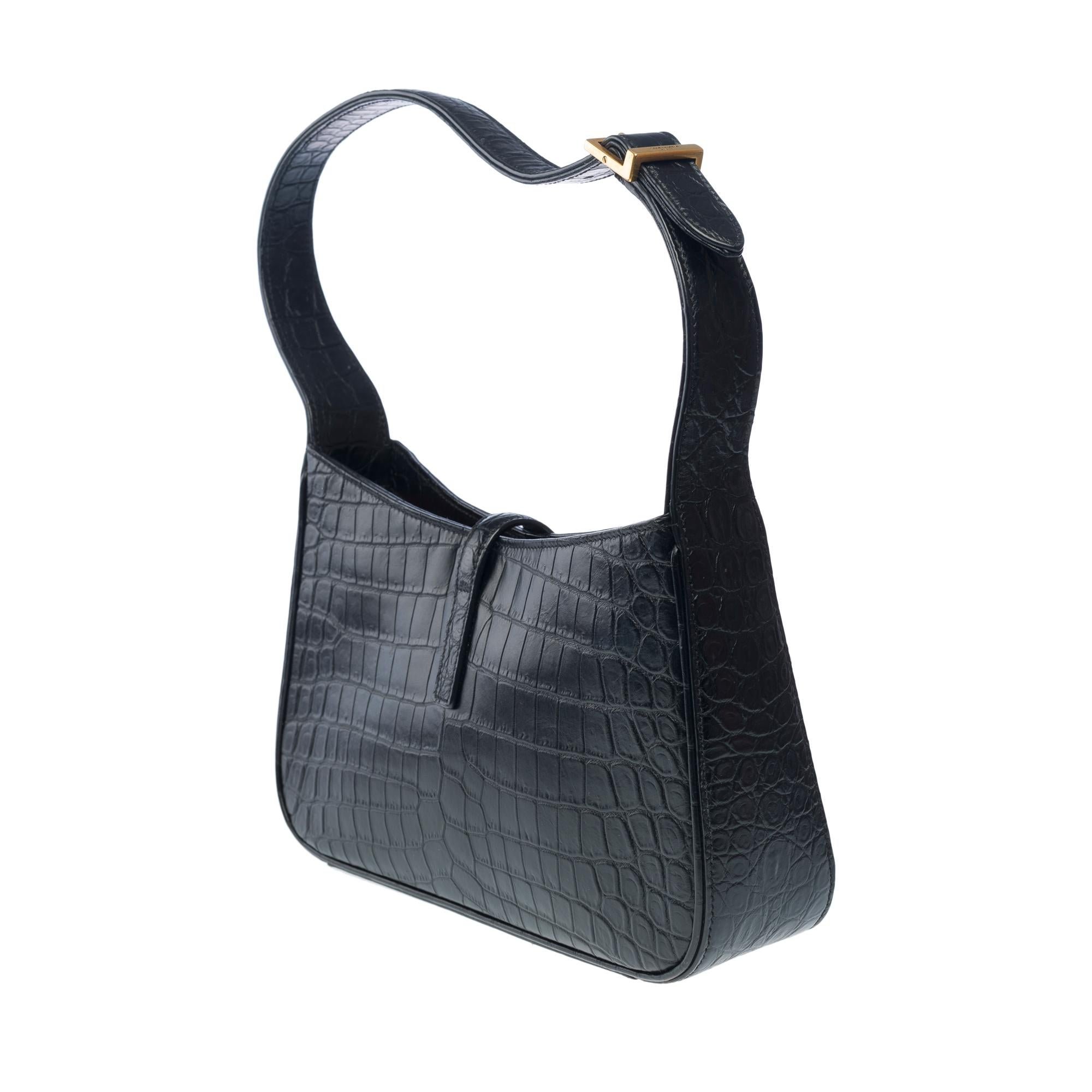 Yves Saint-Laurent 5 à 7 hobo bag in black calf leather, GHW 2