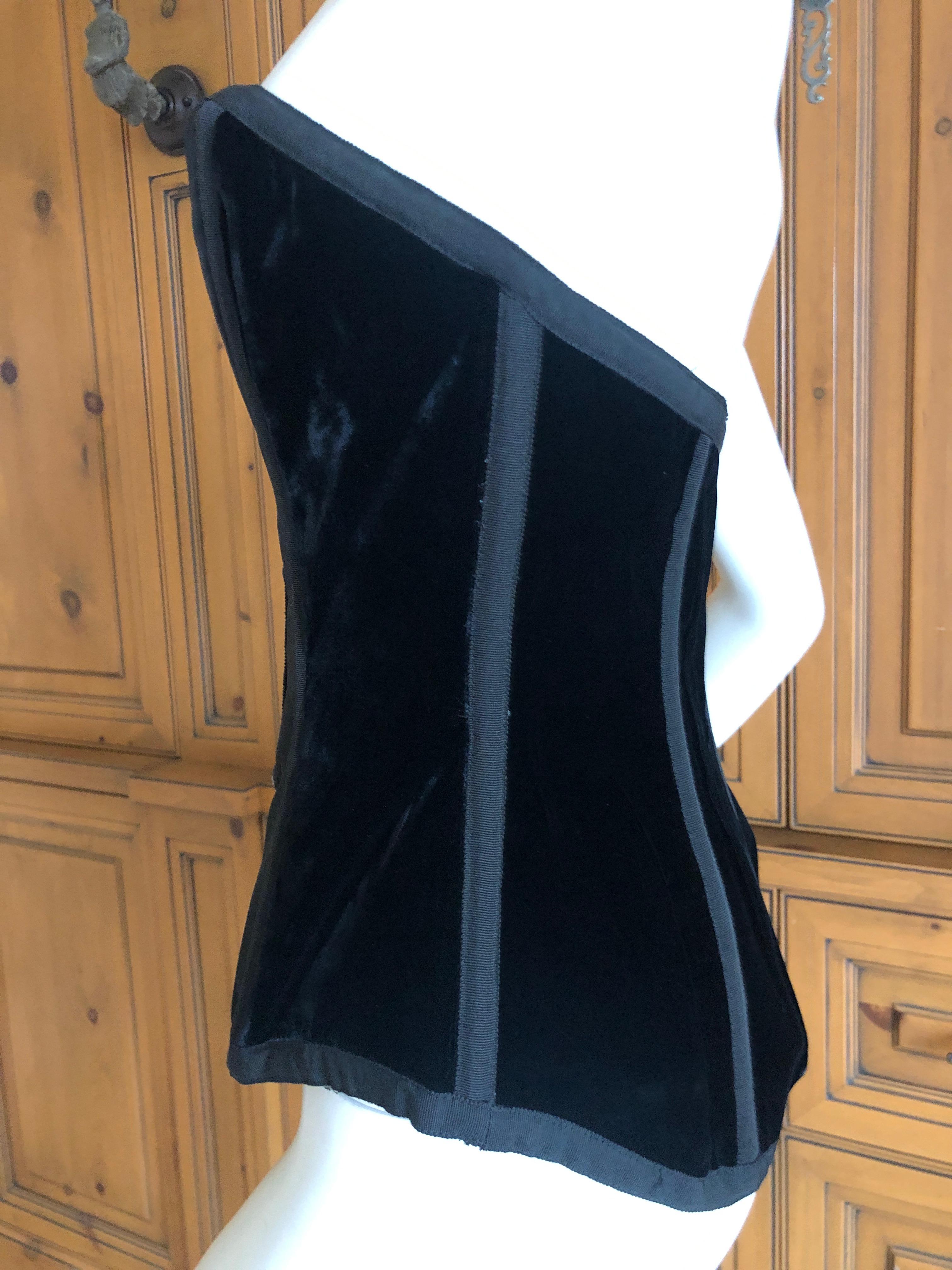 Yves Saint Laurent 70's Rive Gauche Rare Black Silk and Velvet Corset Top For Sale 2