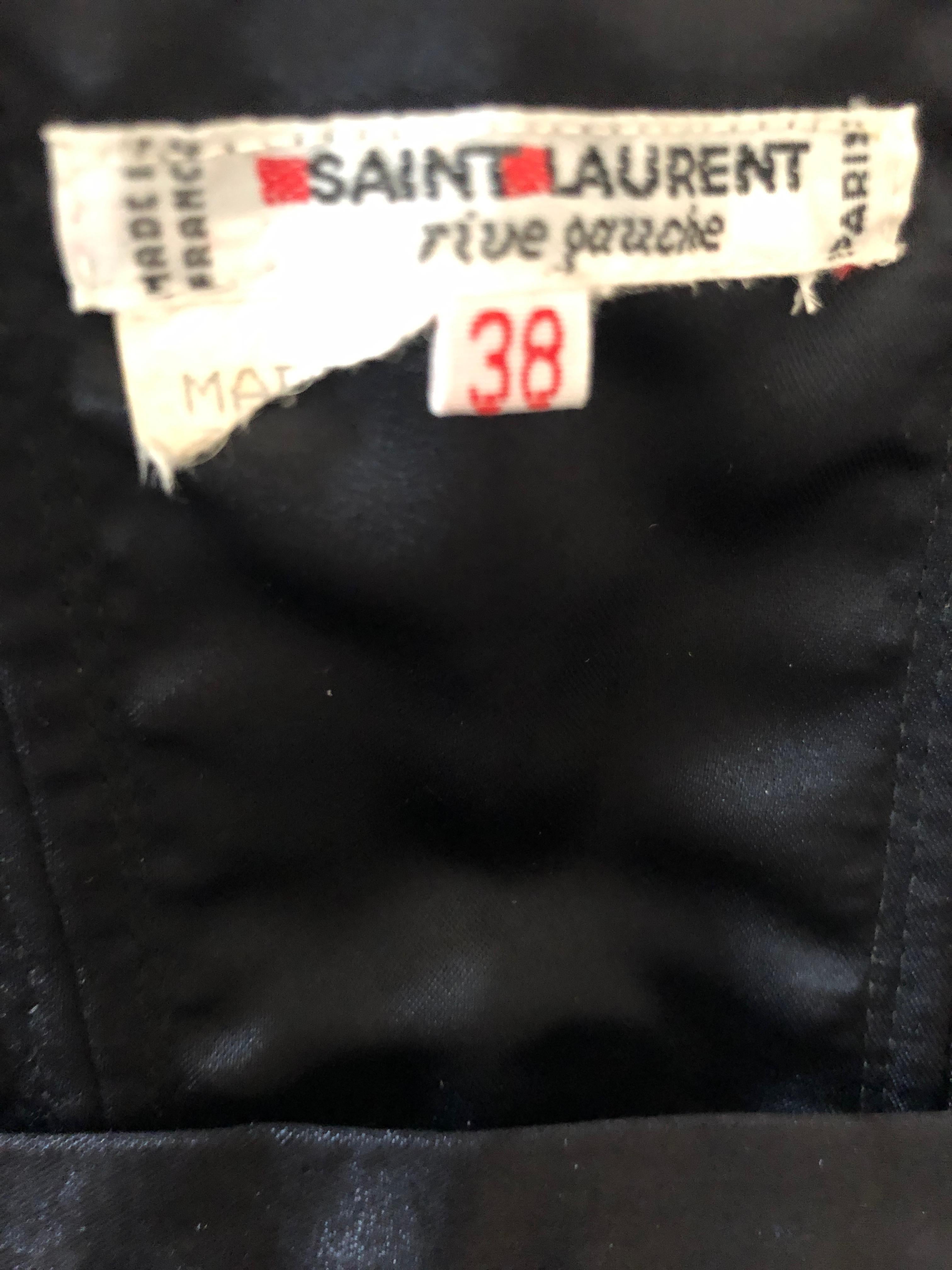 Yves Saint Laurent 70's Rive Gauche Rare Black Silk and Velvet Corset Top For Sale 5