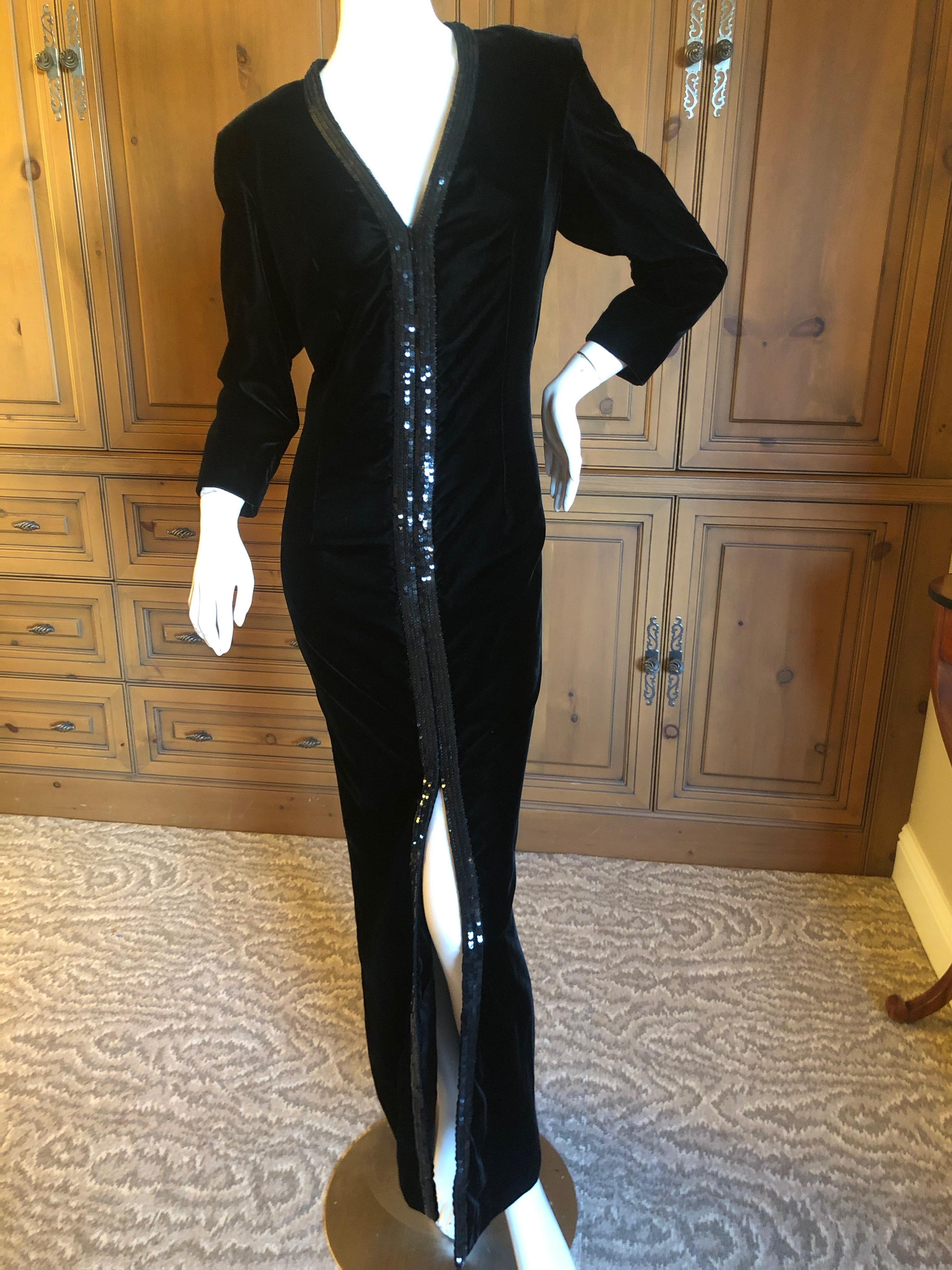 Yves Saint Laurent 70's Rive Gauche Velvet Evening Dress w Sequins & High Slit
 Size 42
Bust 42