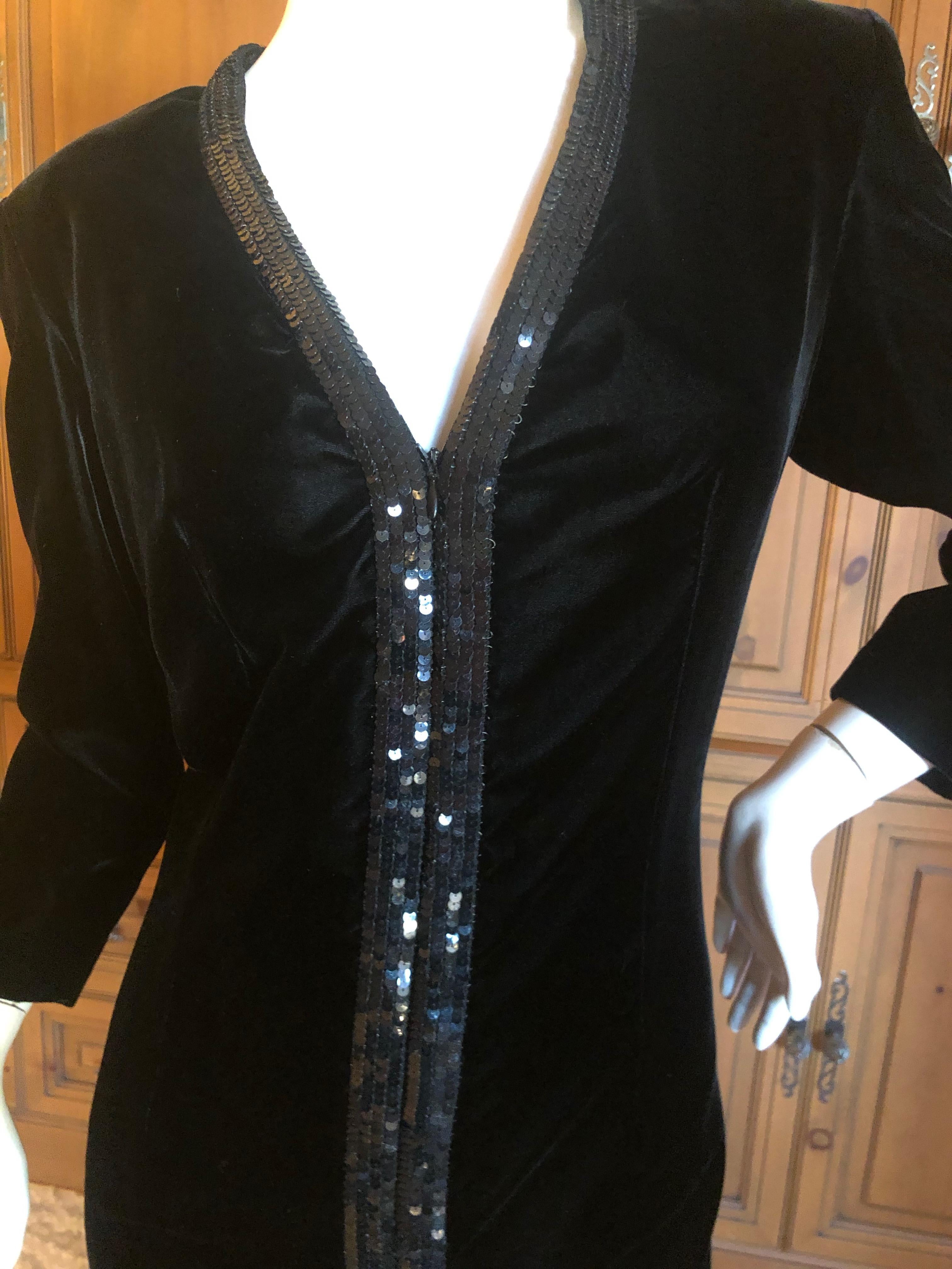 Women's Yves Saint Laurent 70's Rive Gauche Velvet Evening Dress w Sequins & High Slit For Sale