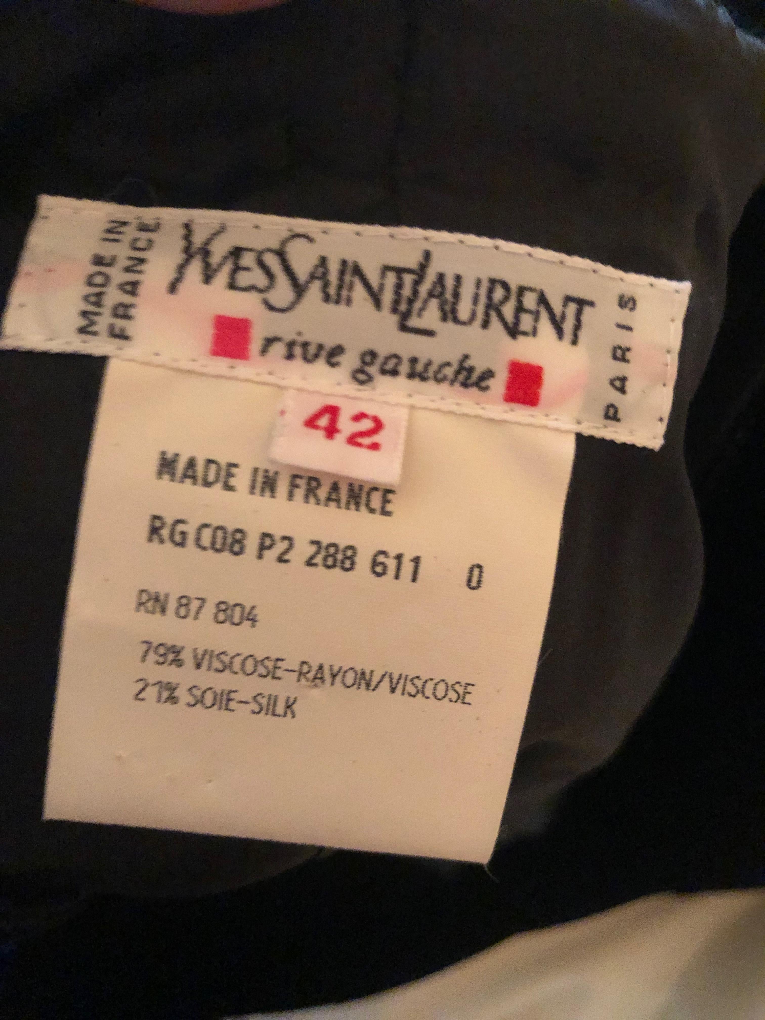 Yves Saint Laurent 70's Rive Gauche Velvet Evening Dress w Sequins & High Slit For Sale 3