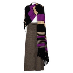 YVES SAINT LAURENT 80's Iconic and rare knitted suit with long skirt and shawl