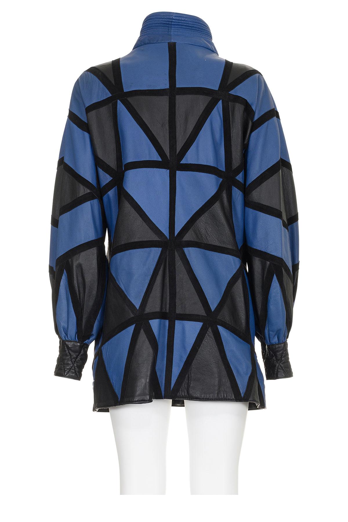 Nero Yves Saint Laurent anni '80 Cappotto in pelle patchwork con finiture in pelle scamosciata in vendita