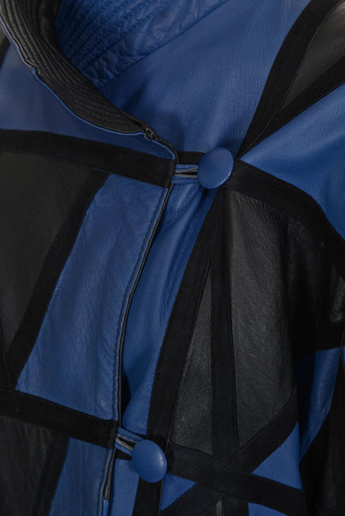 da uomo o donna Yves Saint Laurent anni '80 Cappotto in pelle patchwork con finiture in pelle scamosciata in vendita