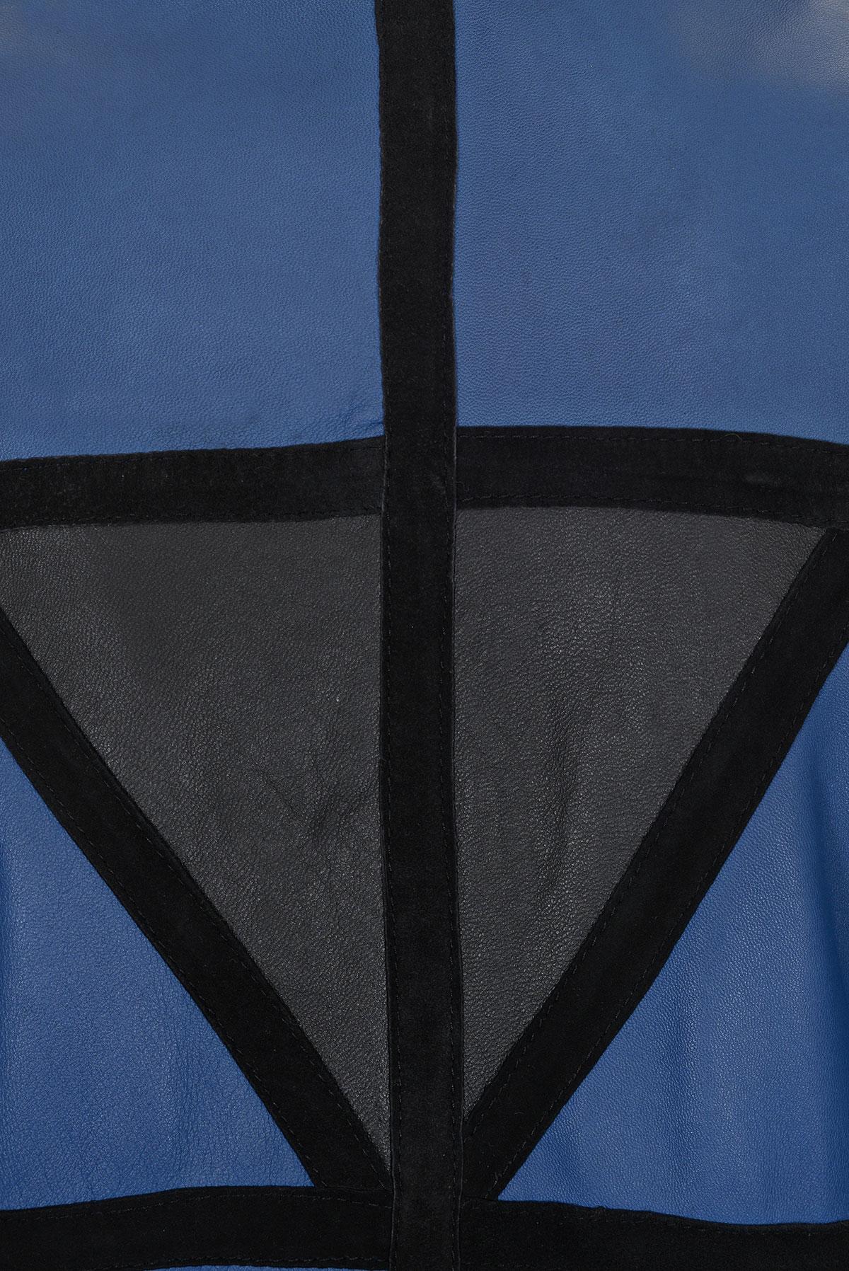 Yves Saint Laurent anni '80 Cappotto in pelle patchwork con finiture in pelle scamosciata in vendita 3