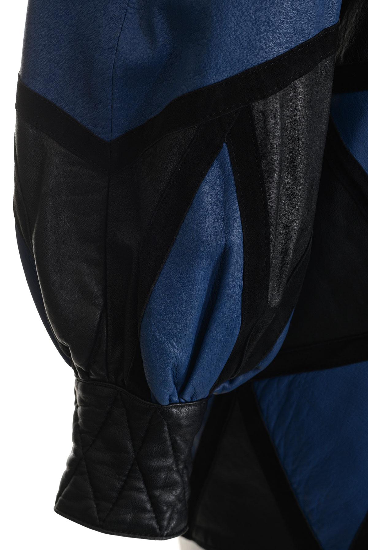 Yves Saint Laurent anni '80 Cappotto in pelle patchwork con finiture in pelle scamosciata in vendita 4