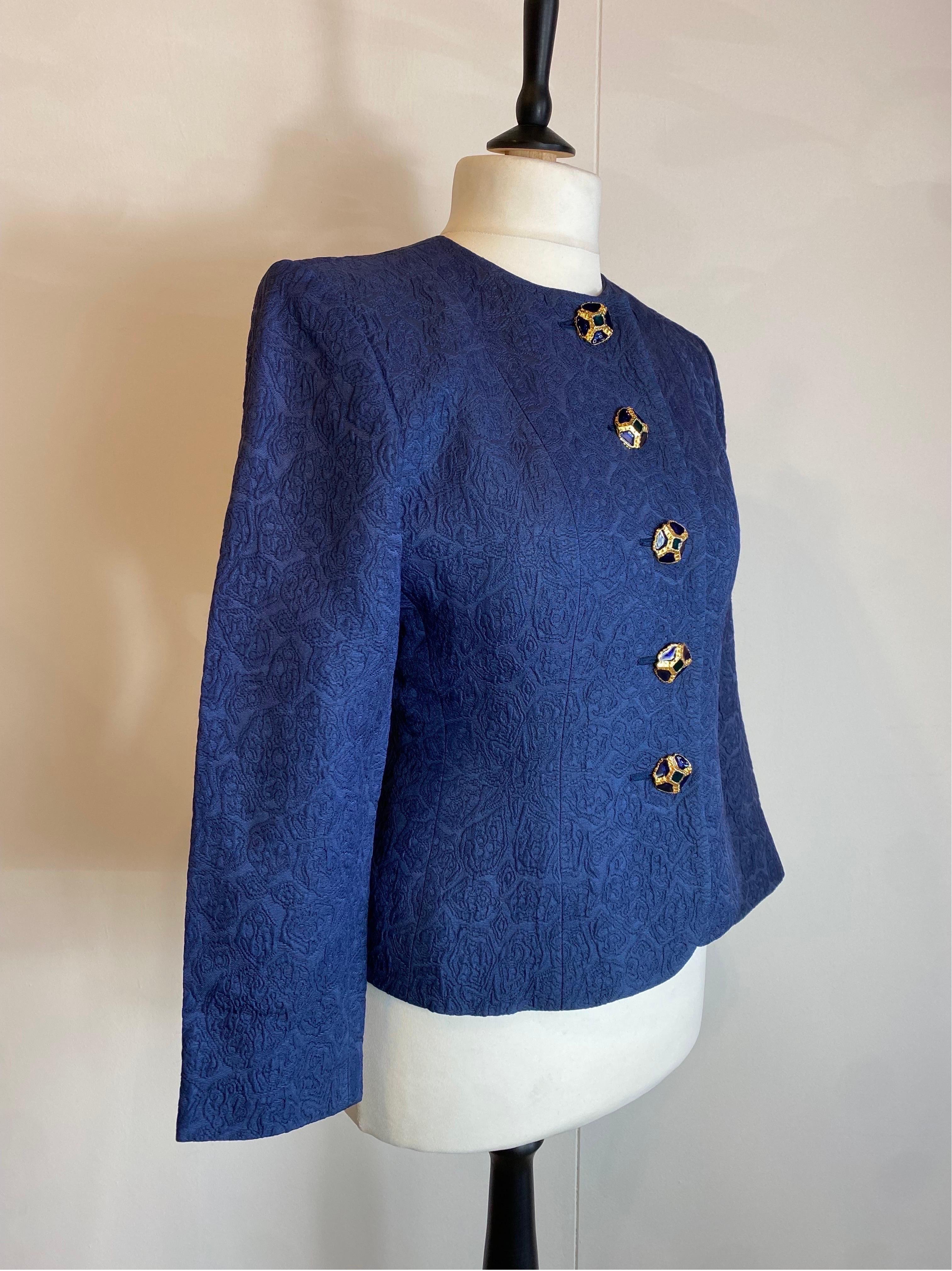 Yves Saint Laurent 80s vintage Blue Jacket For Sale 1