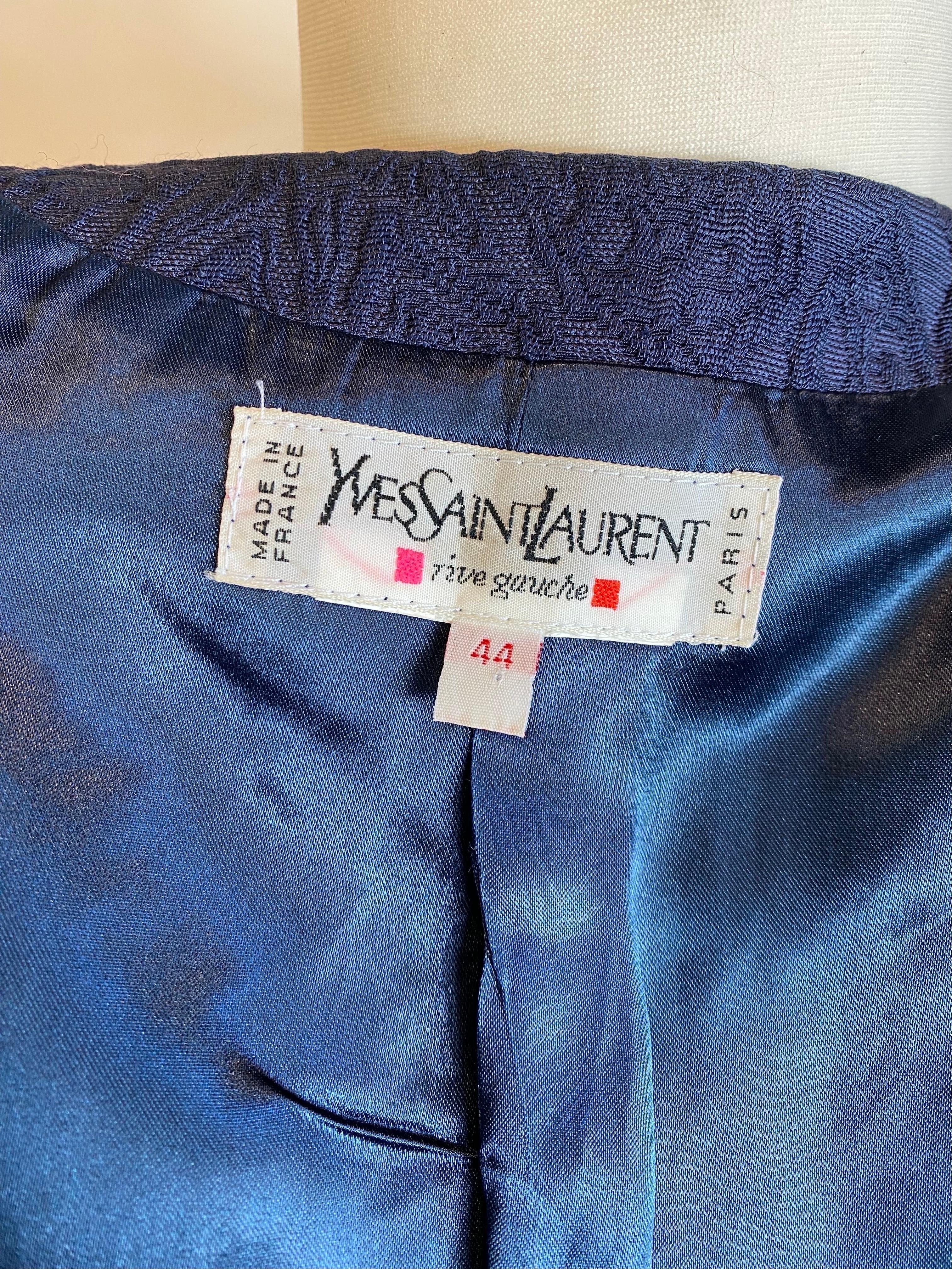 Yves Saint Laurent 80s vintage Blue Jacket For Sale 3