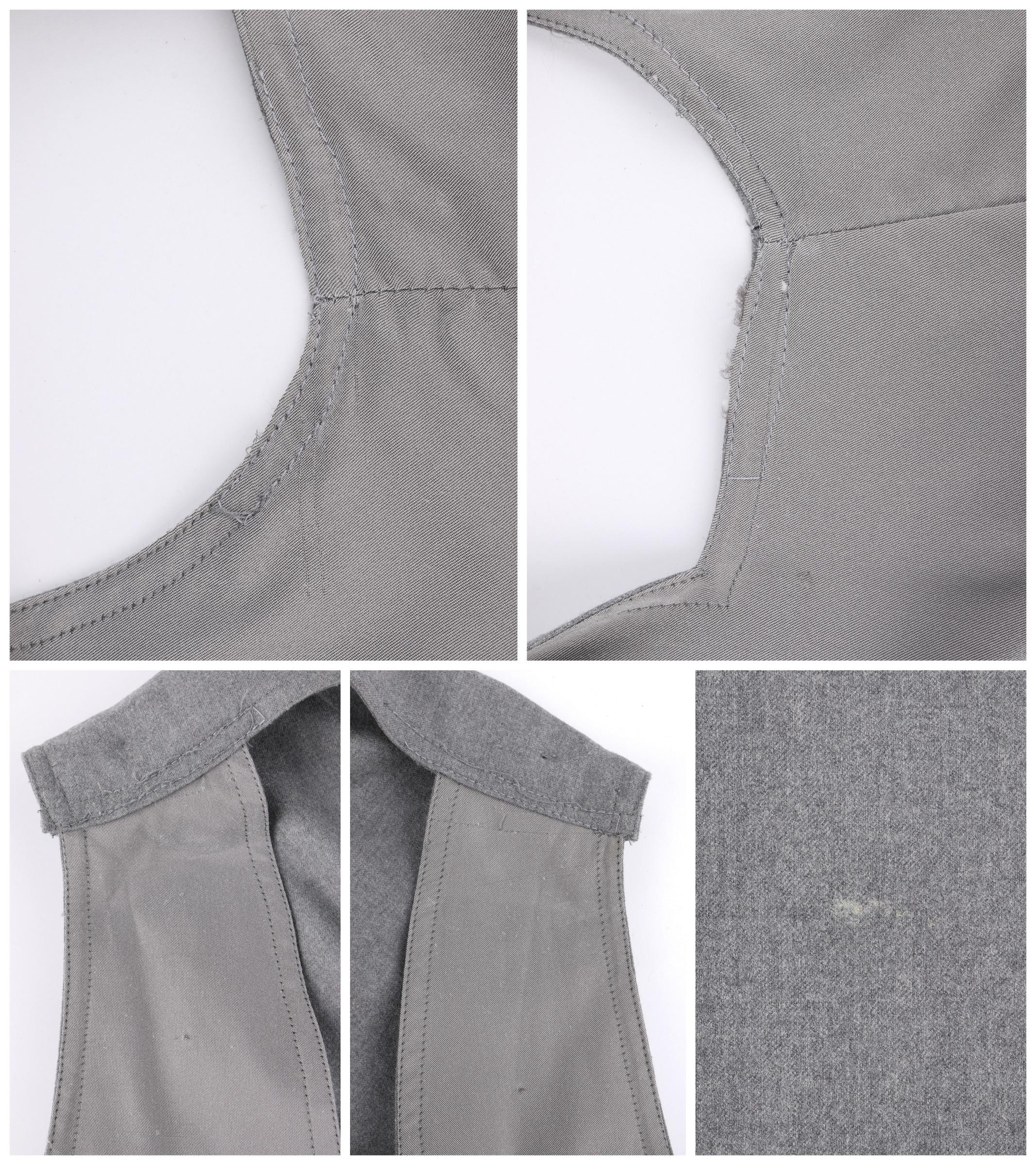 YVES SAINT LAURENT A/H 2007 - Robe grise sans manches avec ceinture et décolleté plongeant dans le dos YSL en vente 3