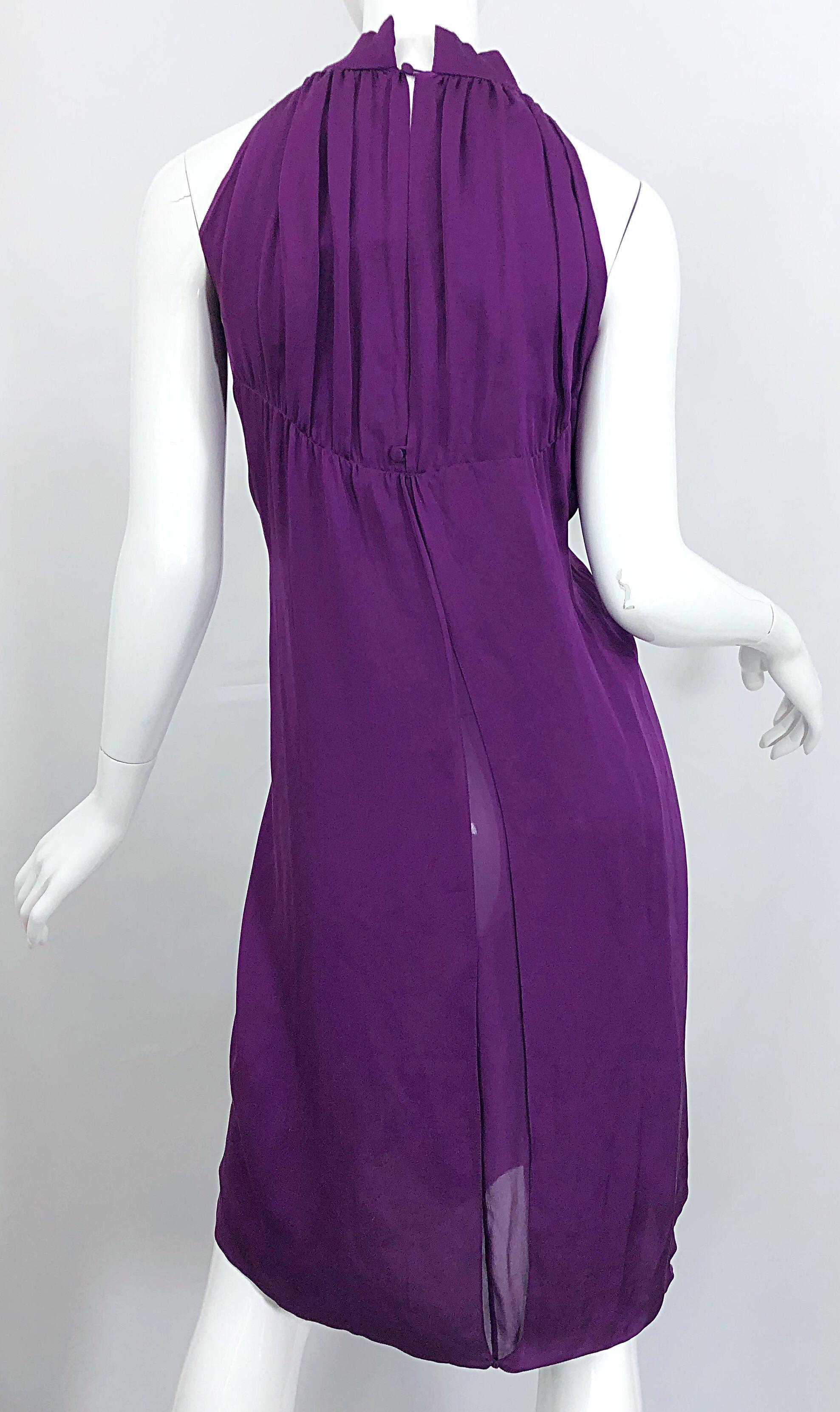 Yves Saint Laurent A / W 2007 Purple Silk Size 40 / US 8 YSL Rive Gauche Dress For Sale 3