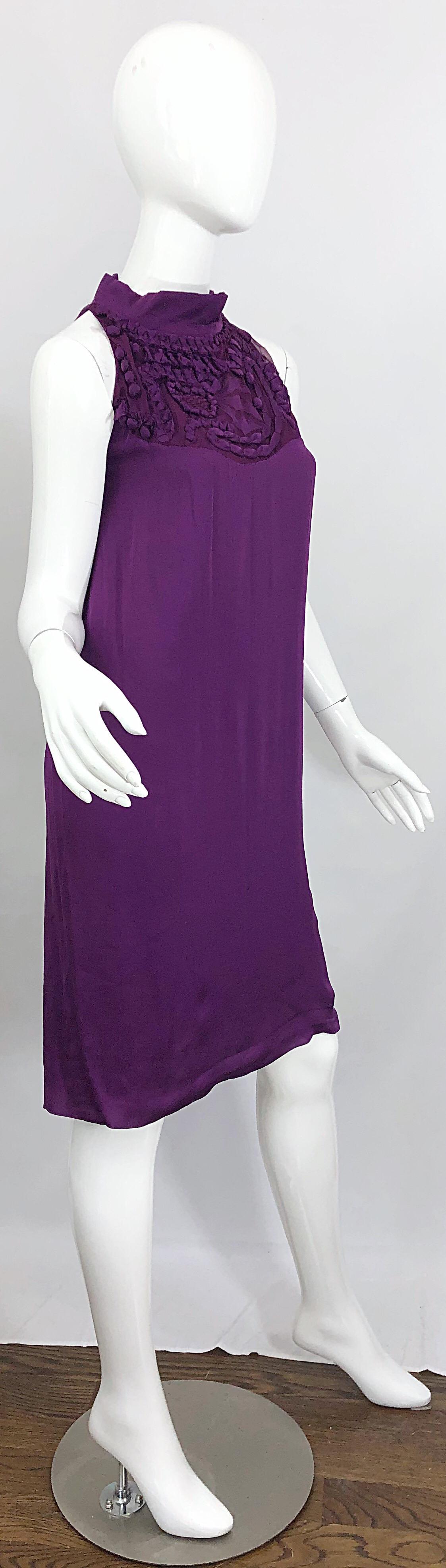 Yves Saint Laurent A / W 2007 Purple Silk Size 40 / US 8 YSL Rive Gauche Dress For Sale 4