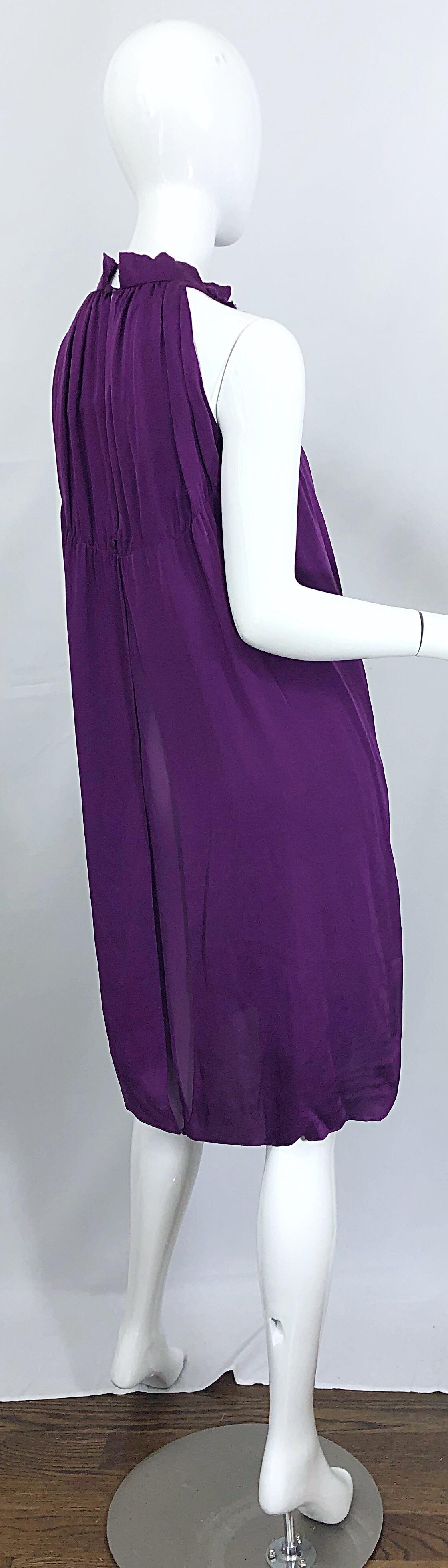 Yves Saint Laurent Robe Rive Gauche en soie violette, taille 40/US 8, A/H 2007 en vente 7