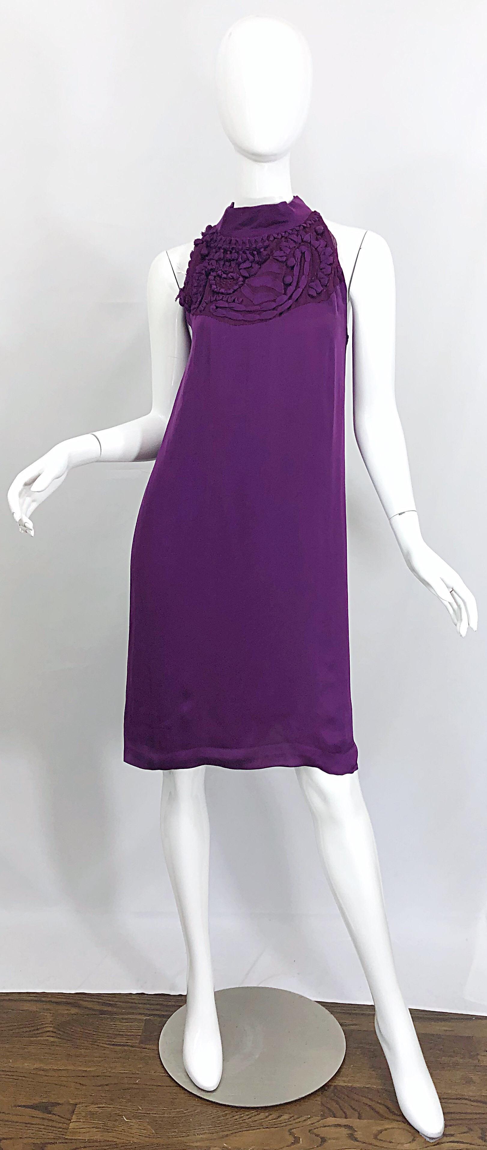 Yves Saint Laurent A / W 2007 Purple Silk Size 40 / US 8 YSL Rive Gauche Dress For Sale 6
