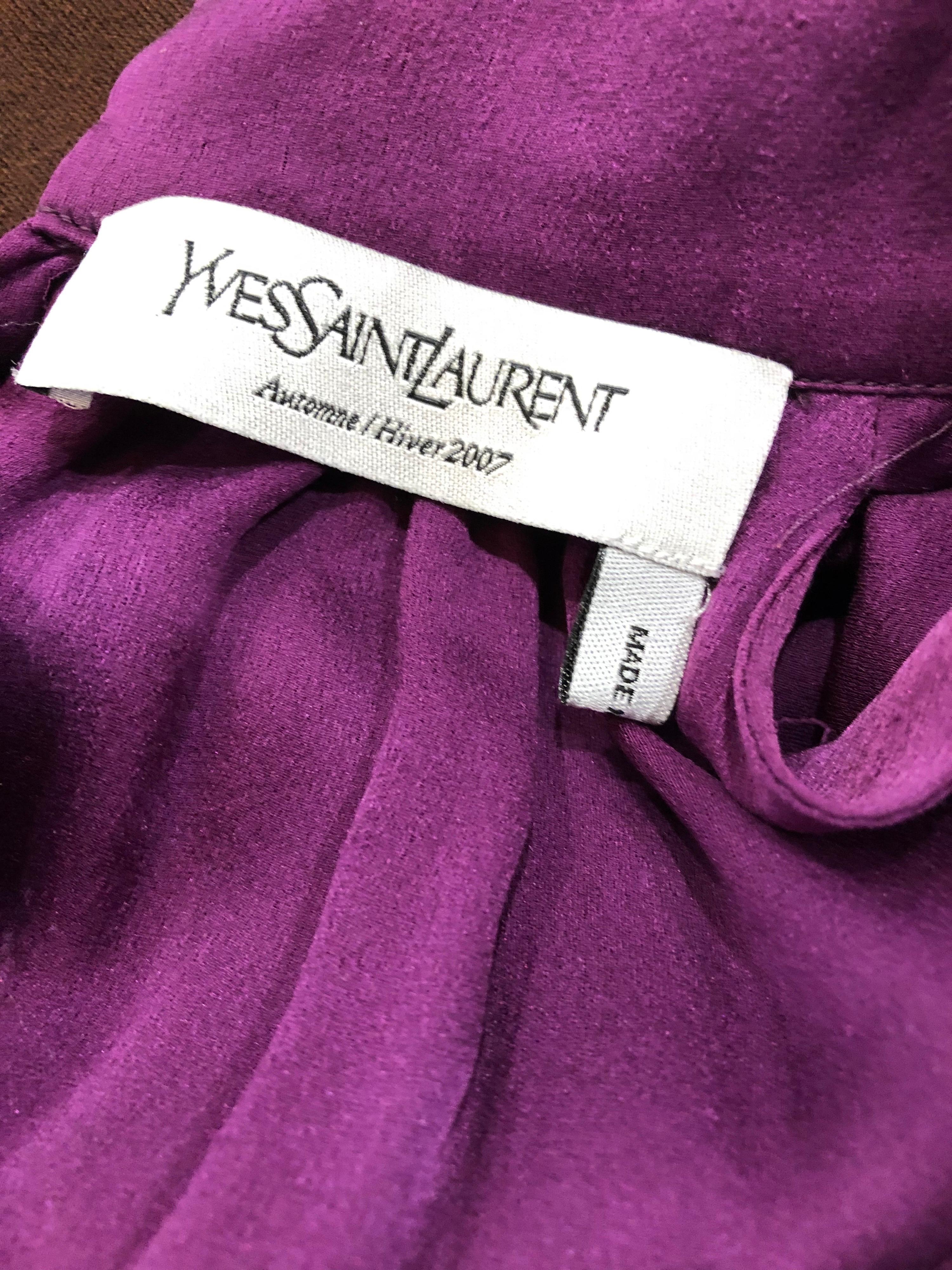 Yves Saint Laurent Robe Rive Gauche en soie violette, taille 40/US 8, A/H 2007 en vente 9