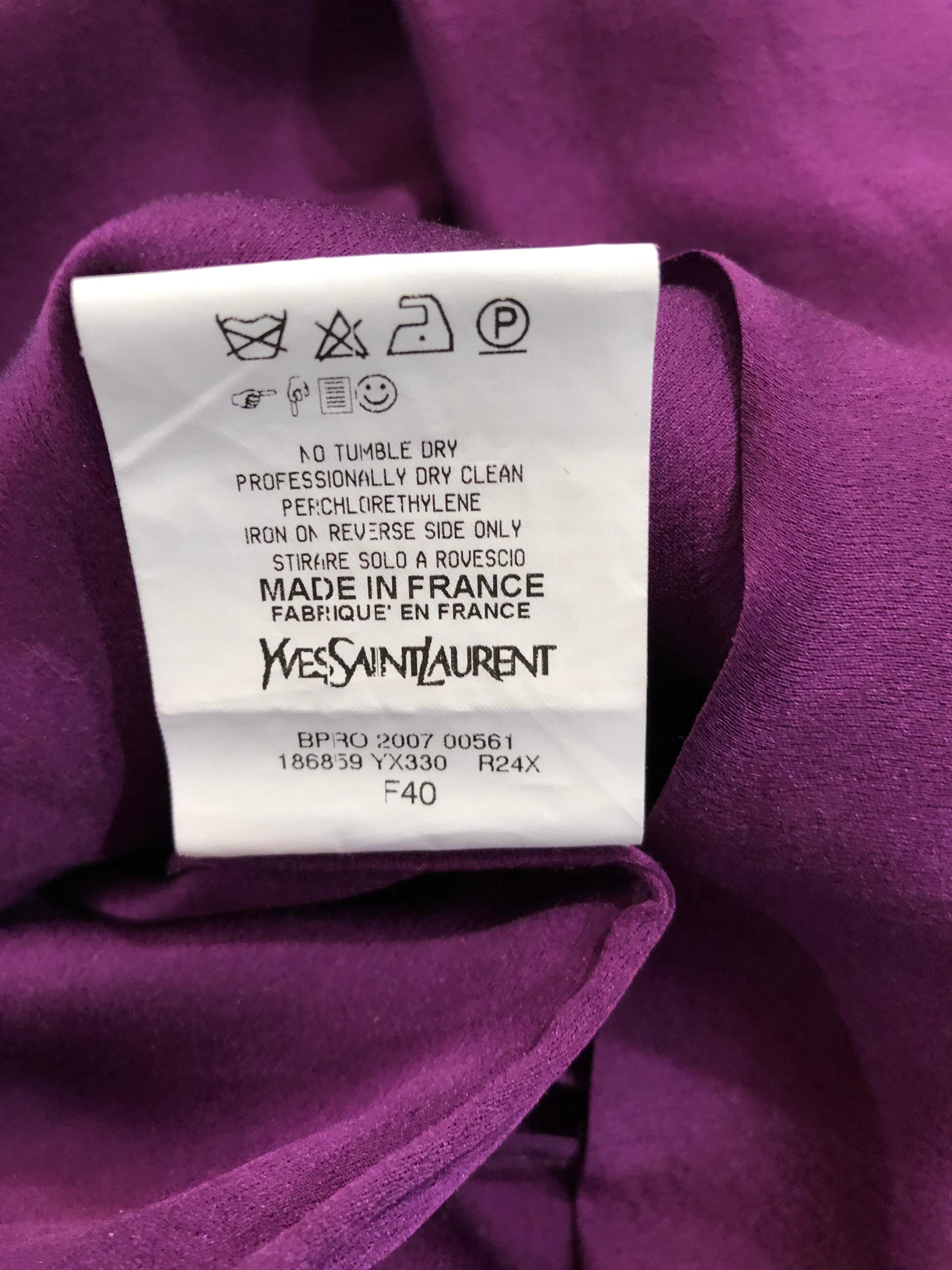 Yves Saint Laurent Robe Rive Gauche en soie violette, taille 40/US 8, A/H 2007 en vente 10